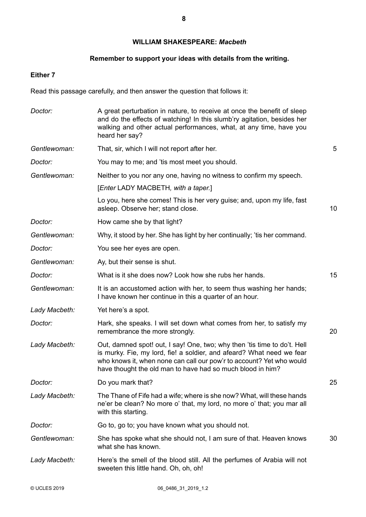 Cambridge IGCSE English - Literature 0486 2019 May/June Paper 3 · Variant 1 question paper, page 8 of 12