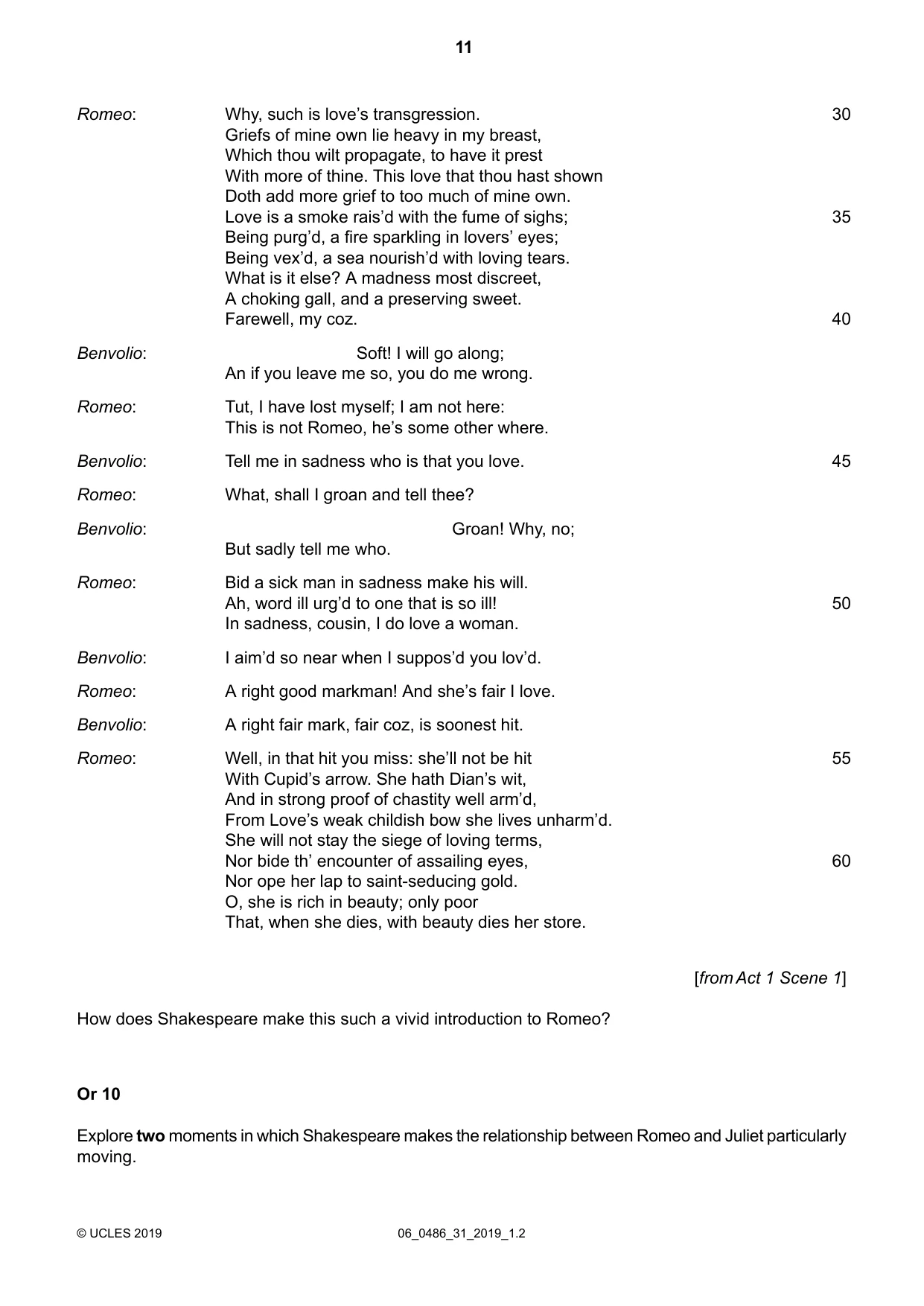 Cambridge IGCSE English - Literature 0486 2019 May/June Paper 3 · Variant 1 question paper, page 11 of 12