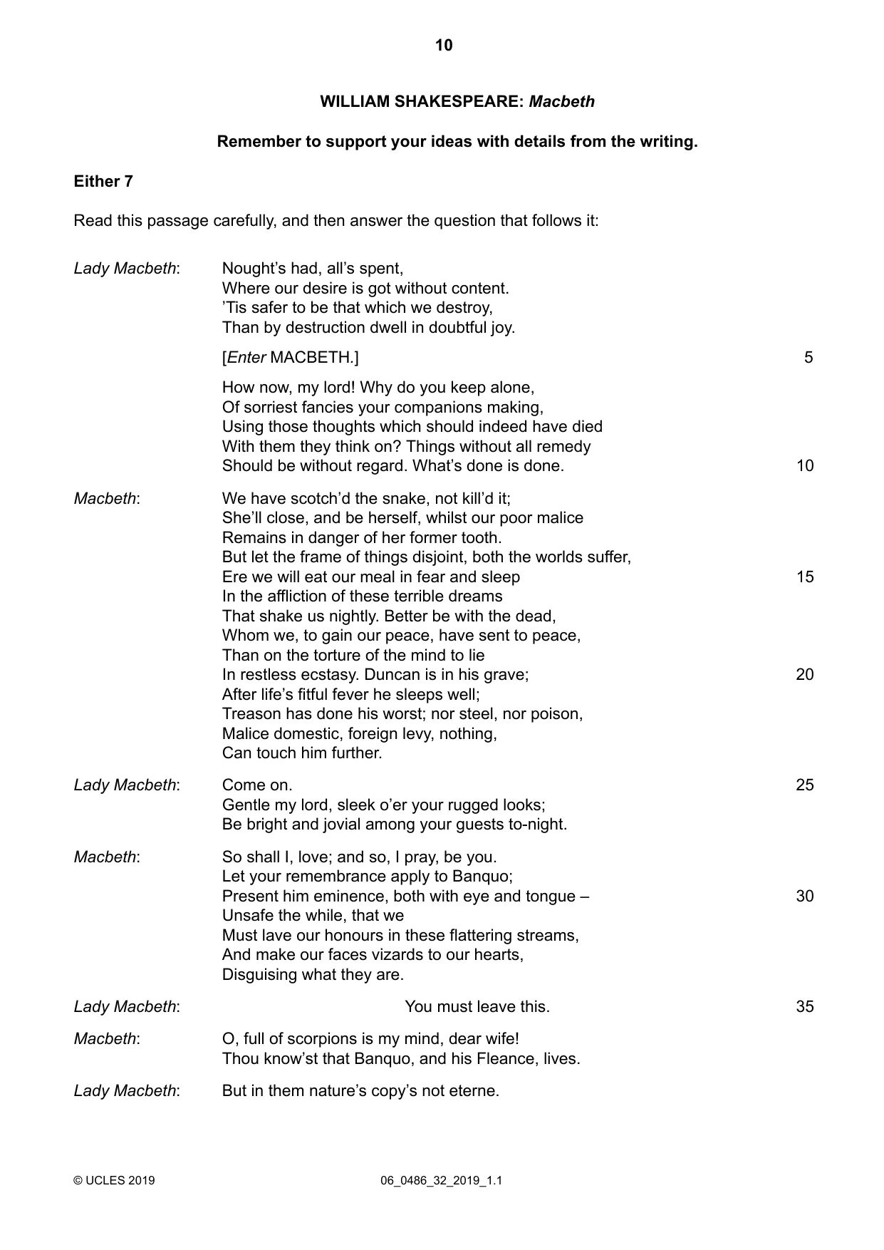 Cambridge IGCSE English - Literature 0486 2019 May/June Paper 3 · Variant 2 question paper, page 10 of 16