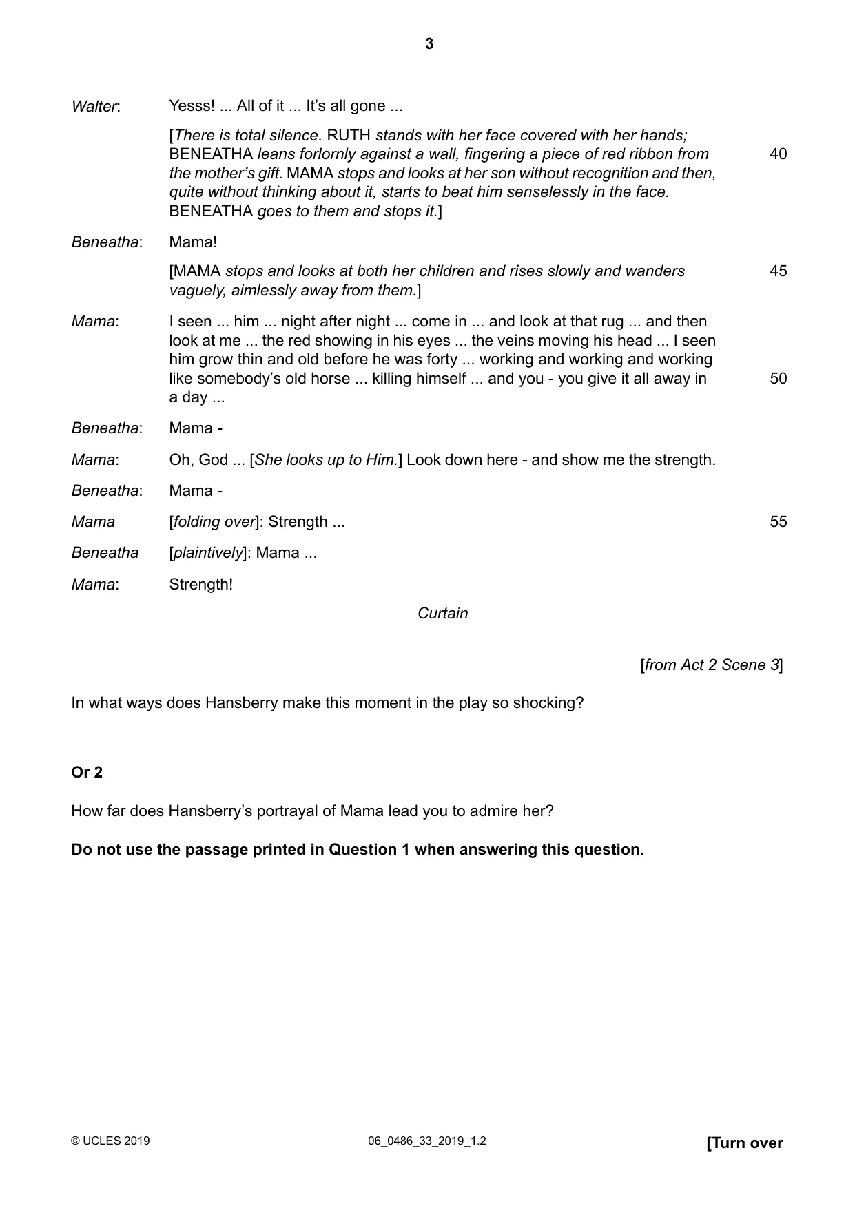 Cambridge IGCSE English - Literature 0486 2019 May/June Paper 3 · Variant 3 question paper, page 3 of 12
