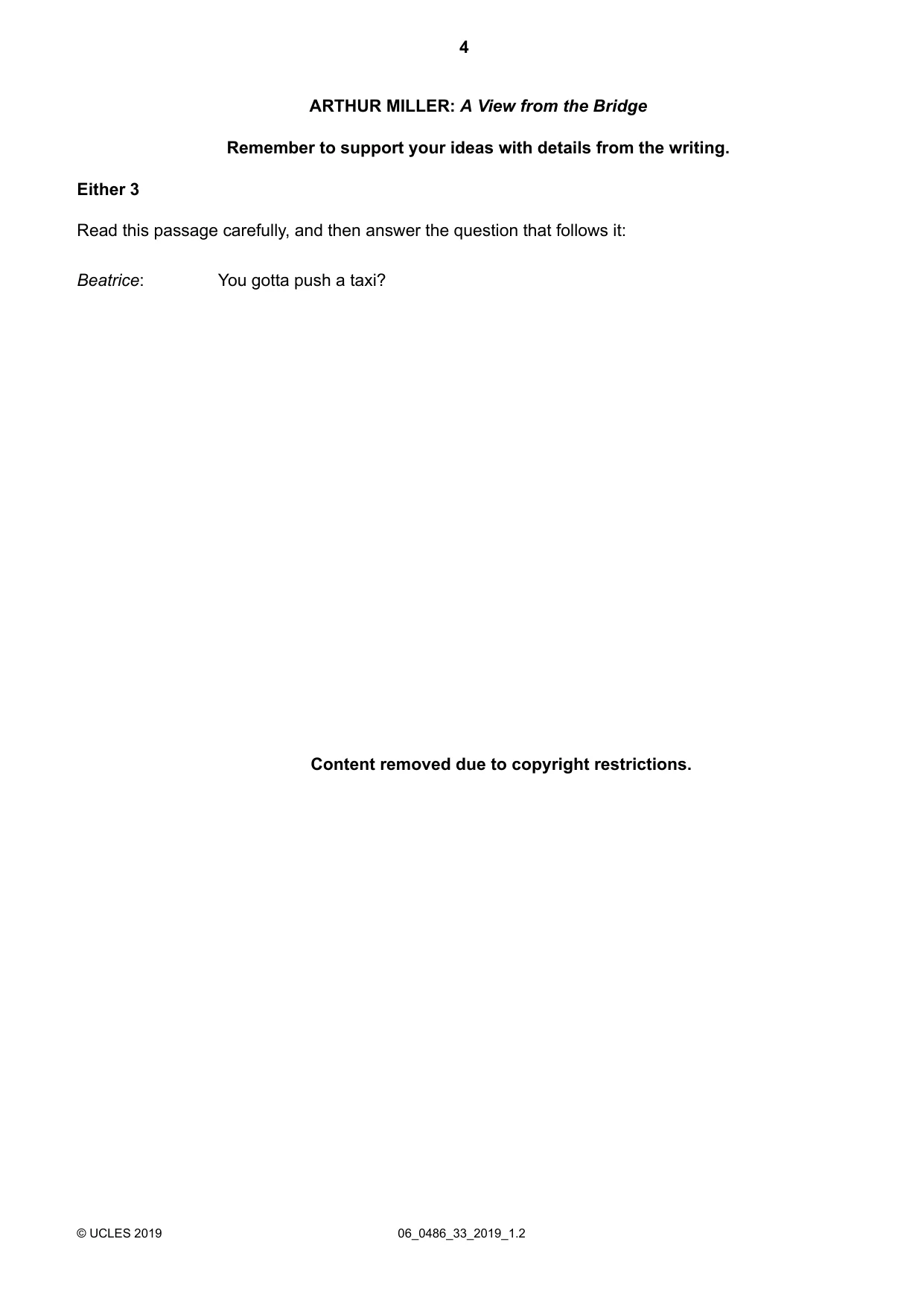 Cambridge IGCSE English - Literature 0486 2019 May/June Paper 3 · Variant 3 question paper, page 4 of 12