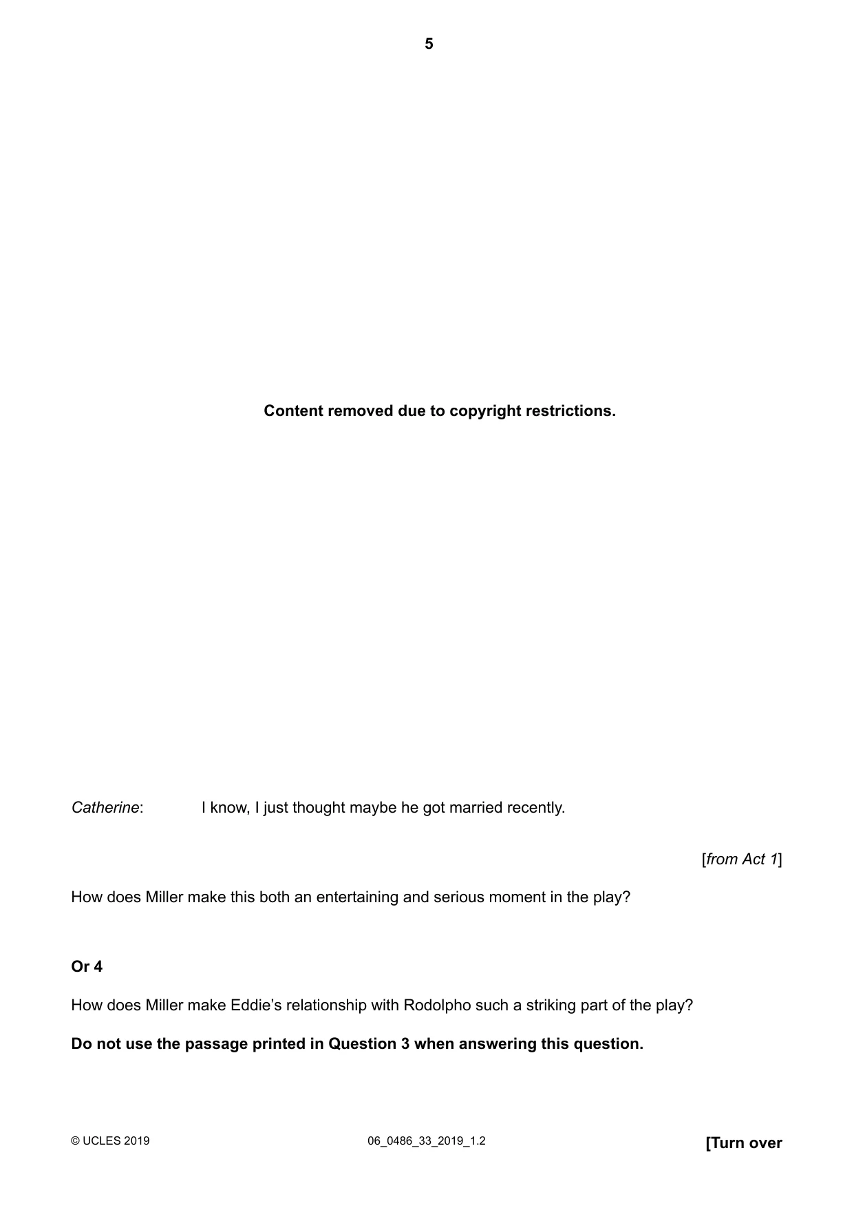 Cambridge IGCSE English - Literature 0486 2019 May/June Paper 3 · Variant 3 question paper, page 5 of 12
