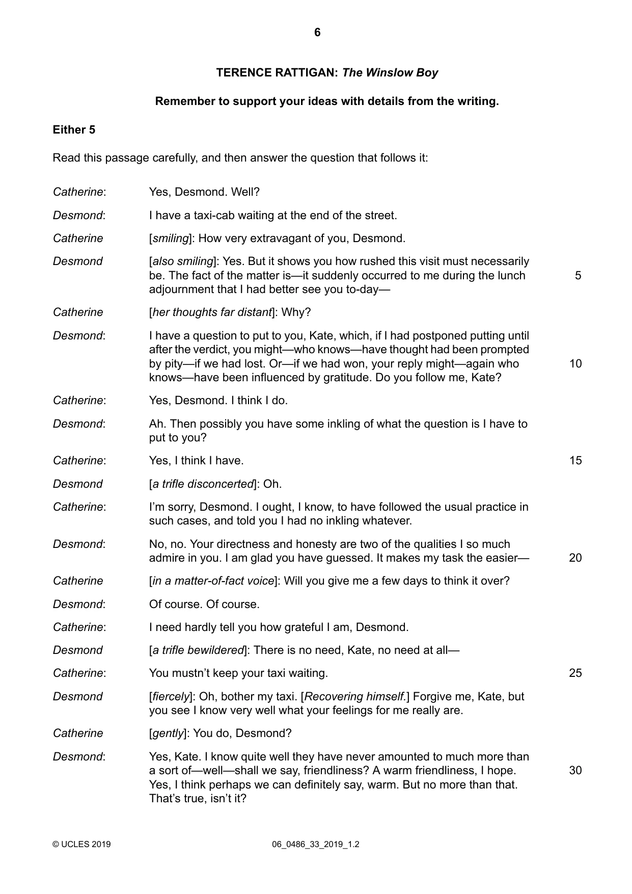 Cambridge IGCSE English - Literature 0486 2019 May/June Paper 3 · Variant 3 question paper, page 6 of 12
