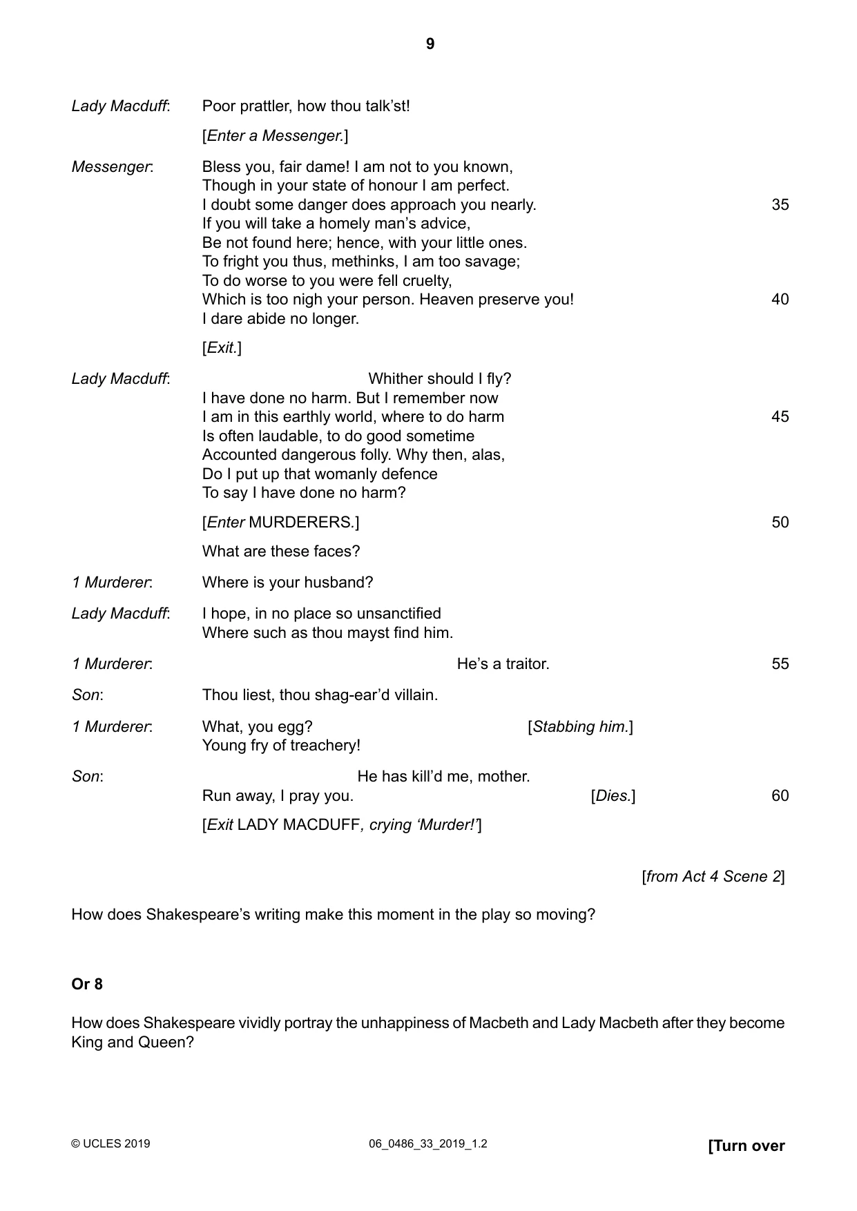 Cambridge IGCSE English - Literature 0486 2019 May/June Paper 3 · Variant 3 question paper, page 9 of 12