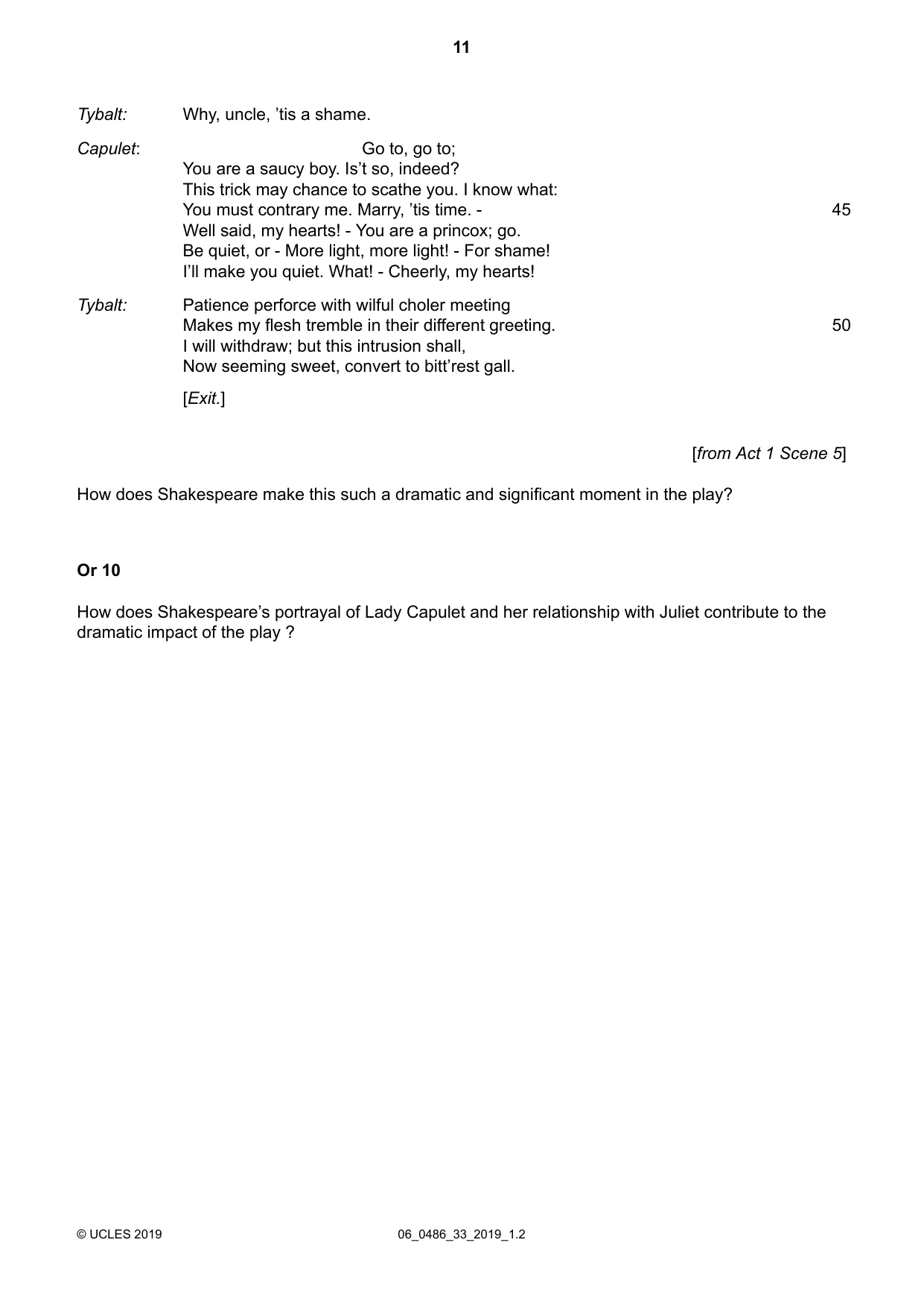 Cambridge IGCSE English - Literature 0486 2019 May/June Paper 3 · Variant 3 question paper, page 11 of 12