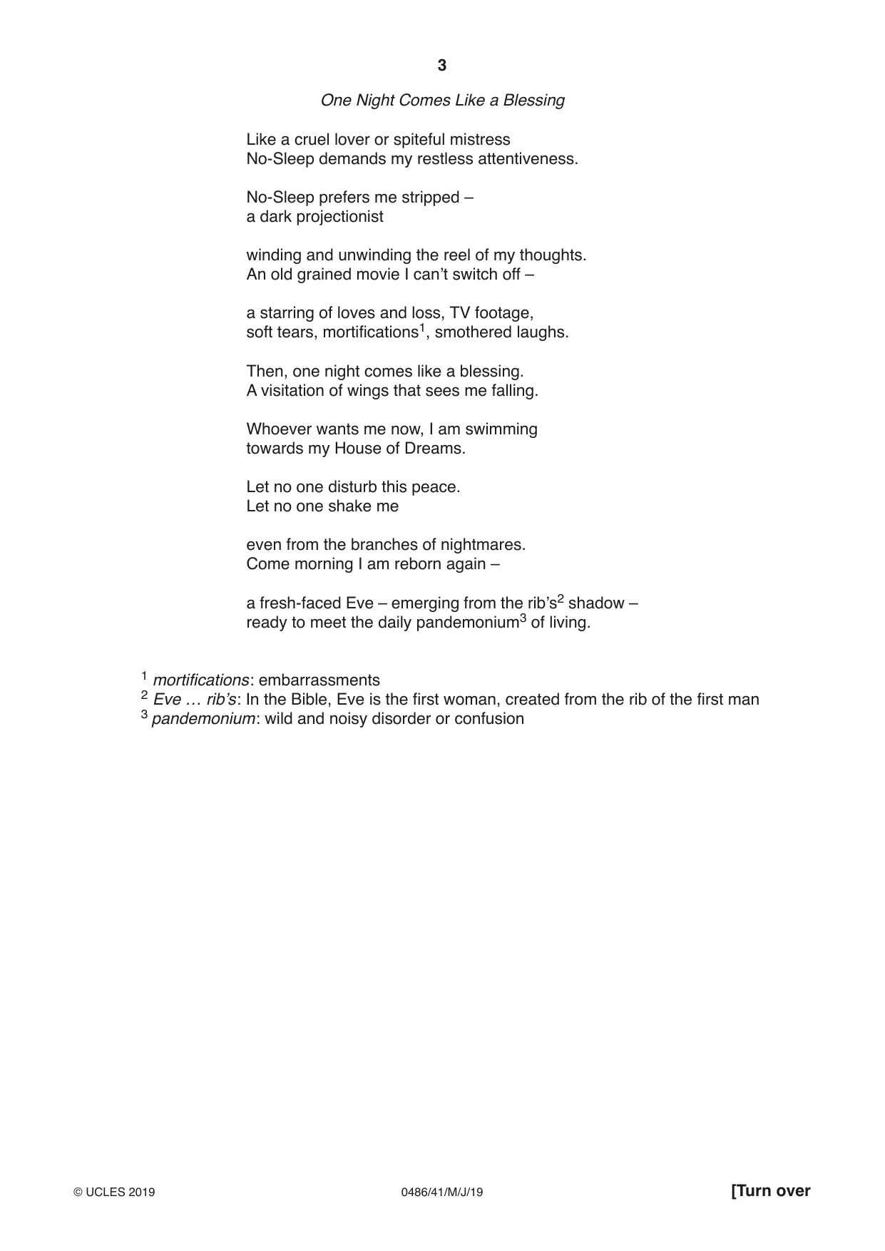 Cambridge IGCSE English - Literature 0486 2019 May/June Paper 4 · Variant 1 question paper, page 3 of 8