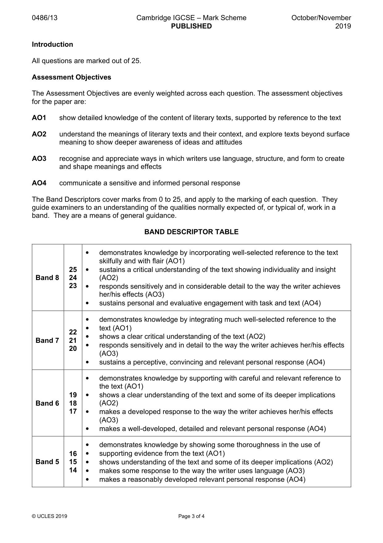 Mark scheme, page 3 of 4