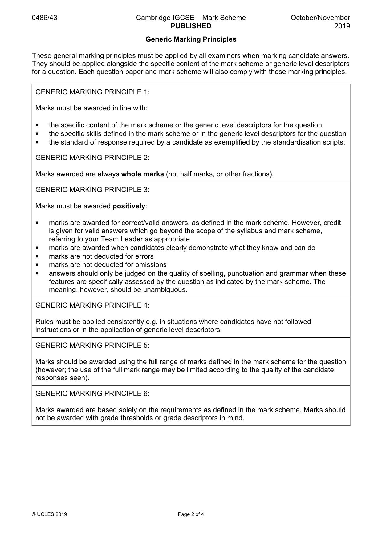 Mark scheme, page 2 of 4