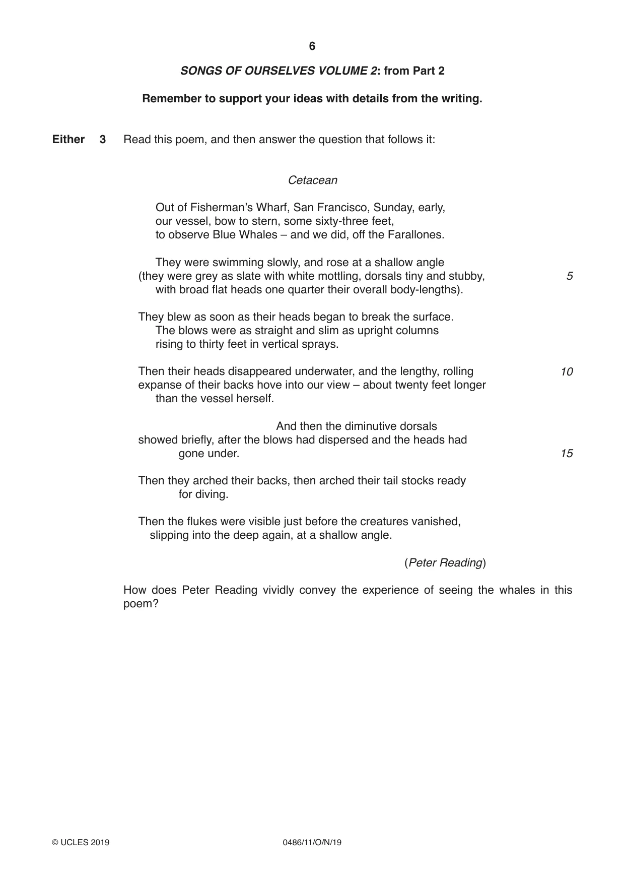 Cambridge IGCSE English - Literature 0486 2019 Oct/Nov Paper 1 · Variant 1 question paper, page 6 of 28