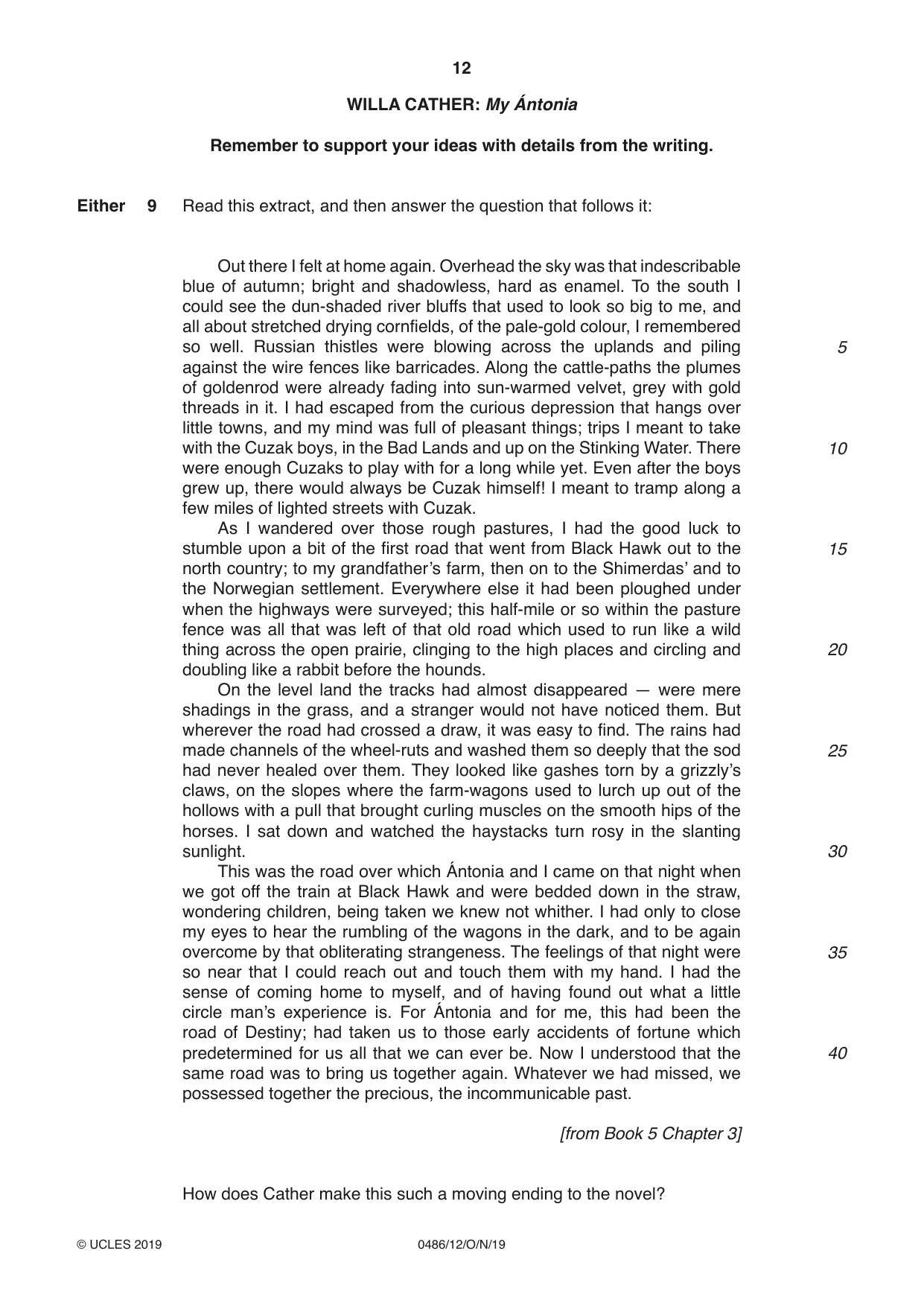 Cambridge IGCSE English - Literature 0486 2019 Oct/Nov Paper 1 · Variant 2 question paper, page 12 of 28