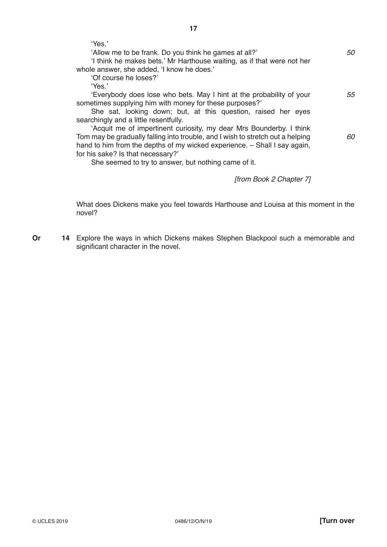 Cambridge IGCSE English - Literature 0486 2019 Oct/Nov Paper 1 · Variant 2 question paper, page 17 of 28