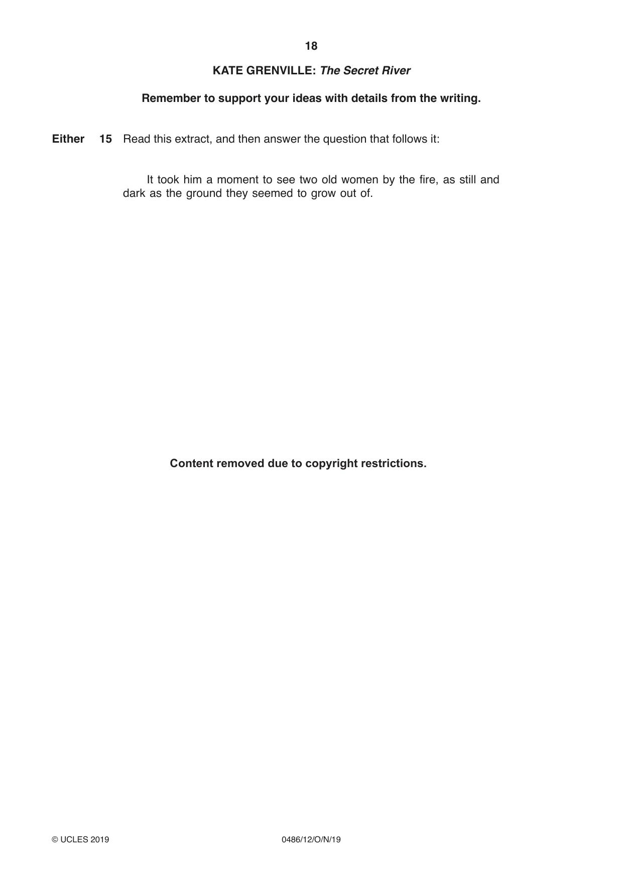 Cambridge IGCSE English - Literature 0486 2019 Oct/Nov Paper 1 · Variant 2 question paper, page 18 of 28