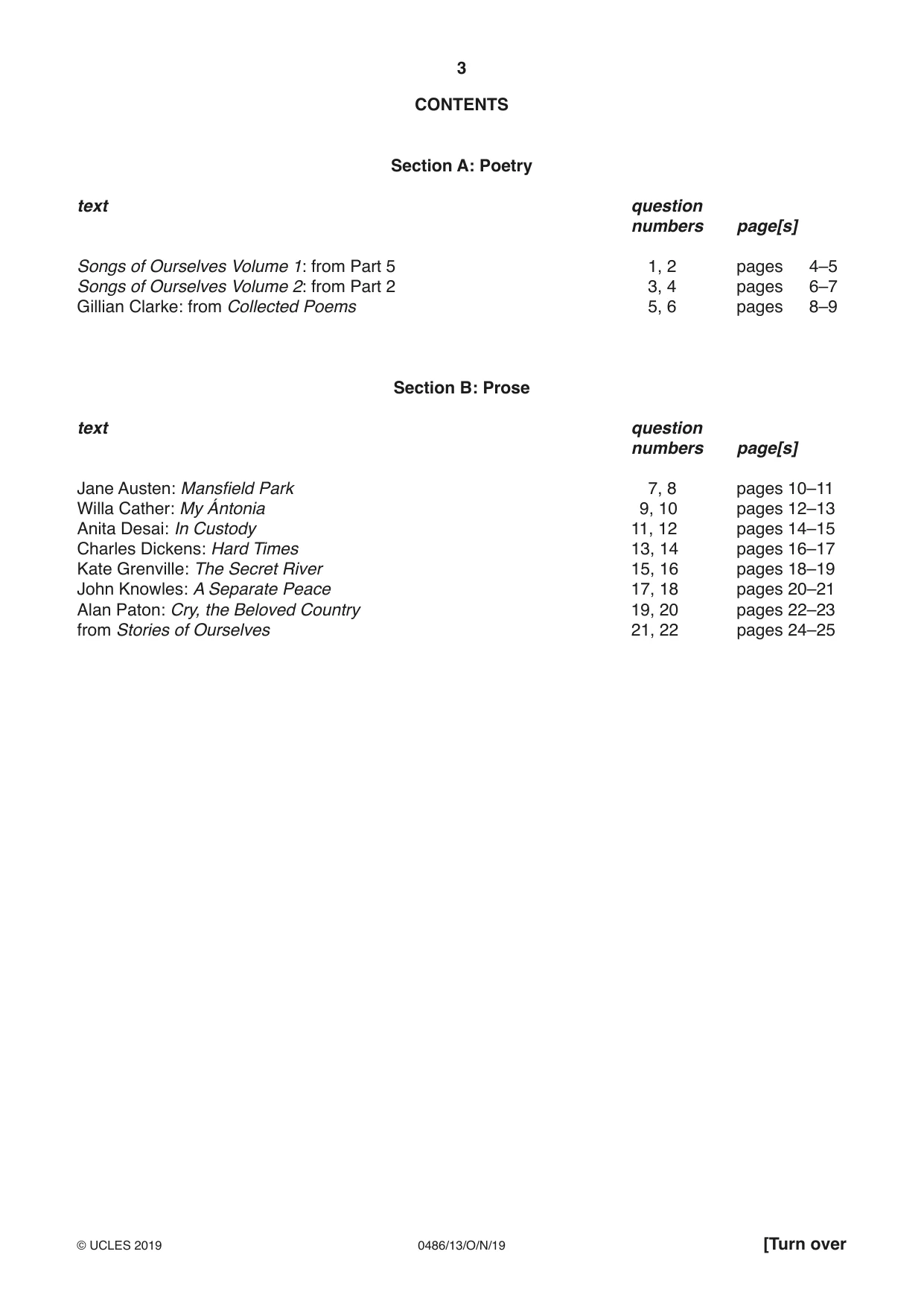 Cambridge IGCSE English - Literature 0486 2019 Oct/Nov Paper 1 · Variant 3 question paper, page 3 of 28