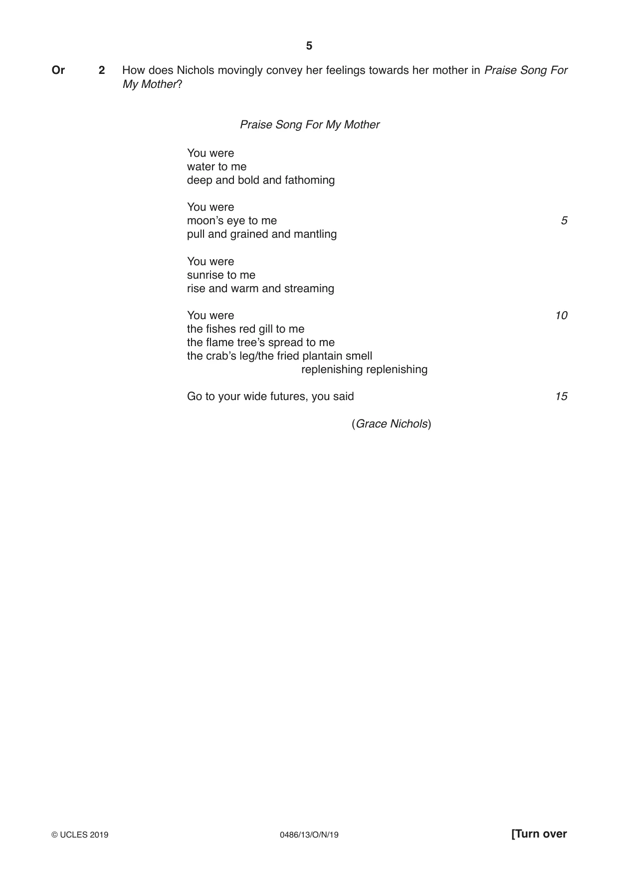 Cambridge IGCSE English - Literature 0486 2019 Oct/Nov Paper 1 · Variant 3 question paper, page 5 of 28