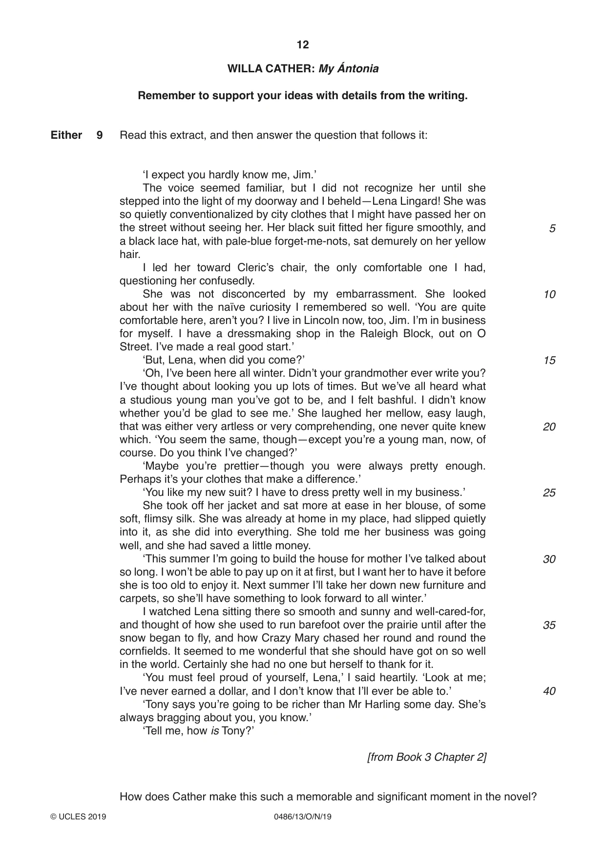 Cambridge IGCSE English - Literature 0486 2019 Oct/Nov Paper 1 · Variant 3 question paper, page 12 of 28
