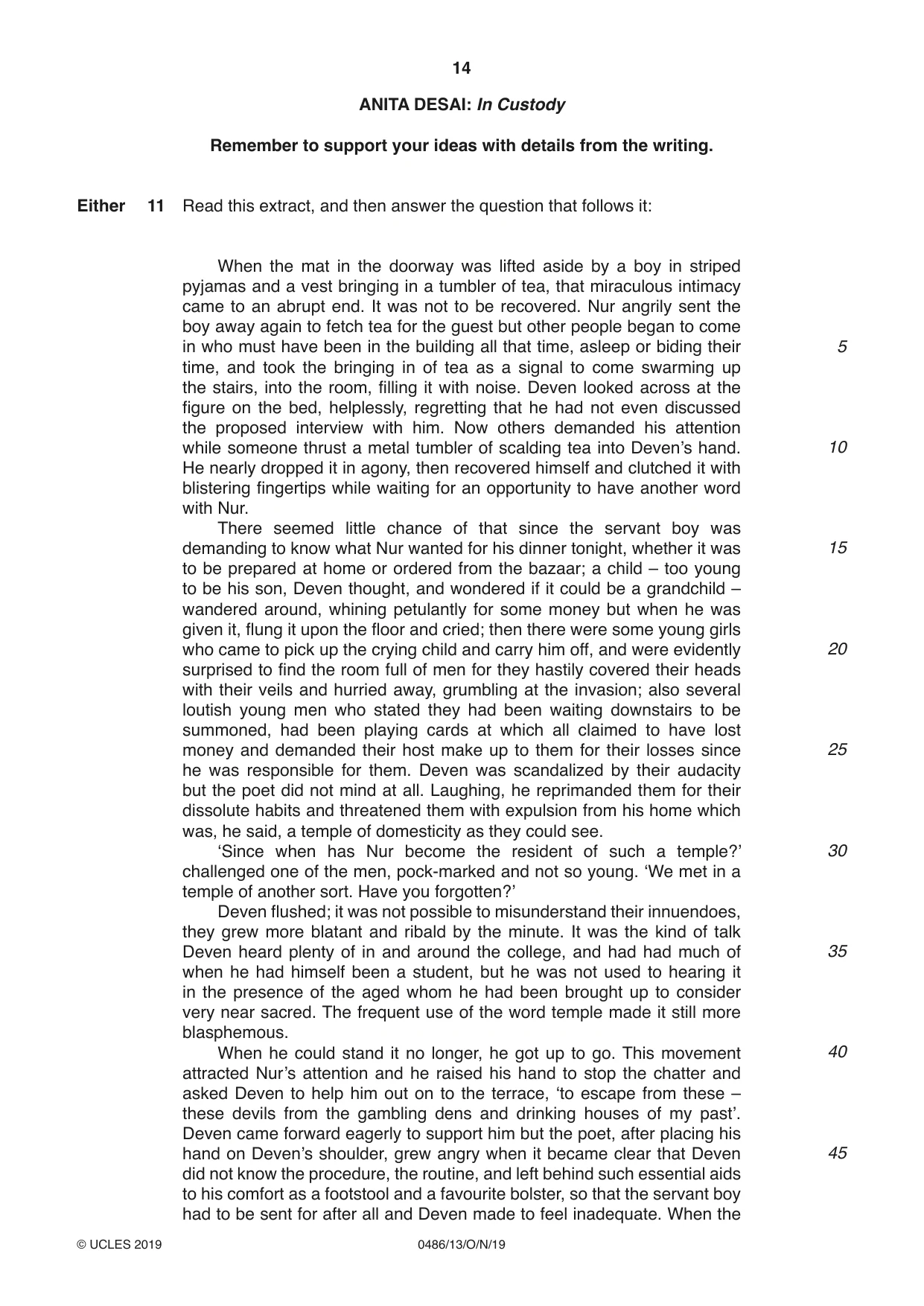 Cambridge IGCSE English - Literature 0486 2019 Oct/Nov Paper 1 · Variant 3 question paper, page 14 of 28