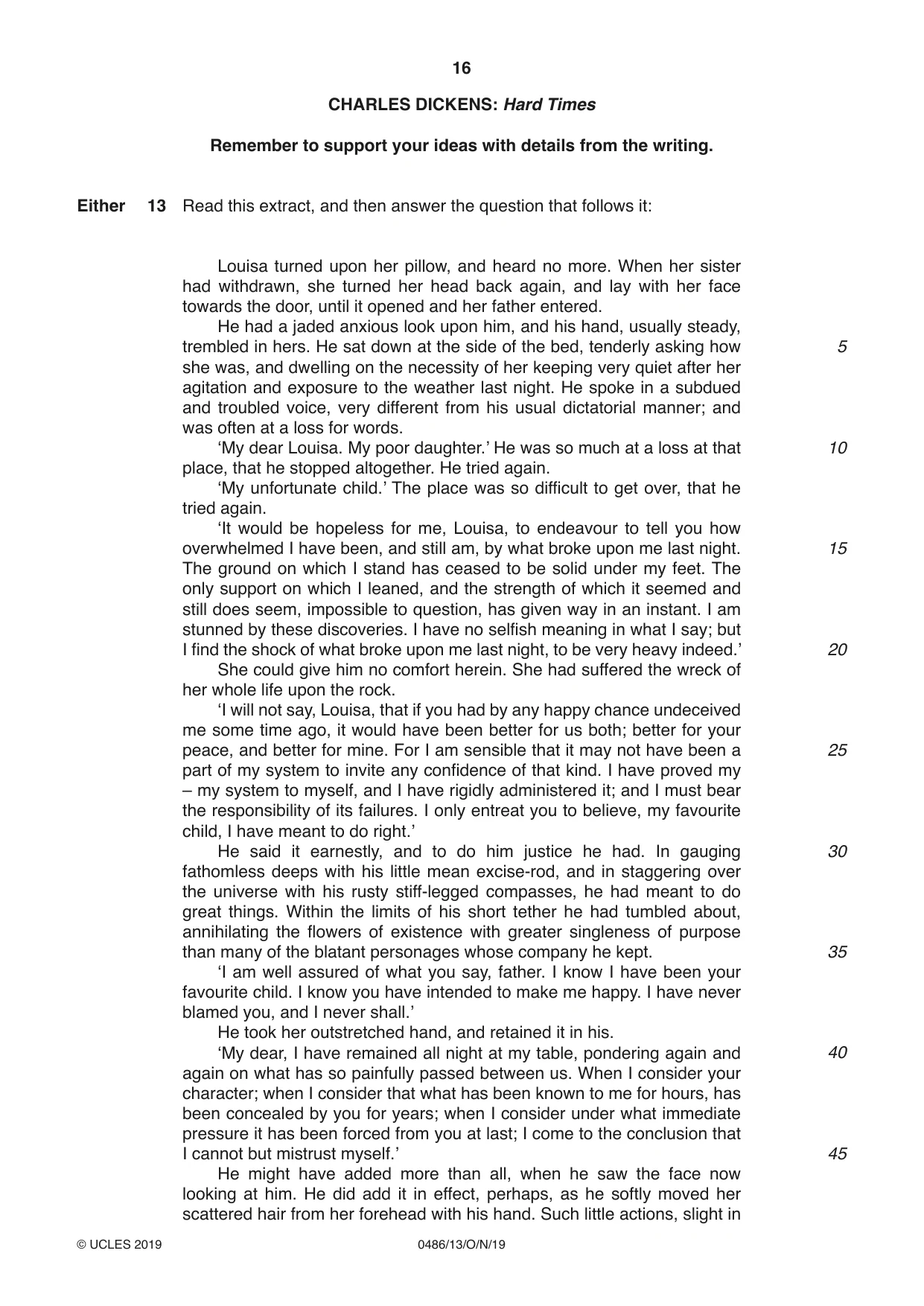 Cambridge IGCSE English - Literature 0486 2019 Oct/Nov Paper 1 · Variant 3 question paper, page 16 of 28