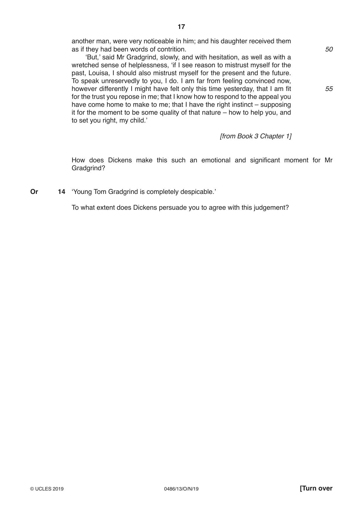 Cambridge IGCSE English - Literature 0486 2019 Oct/Nov Paper 1 · Variant 3 question paper, page 17 of 28