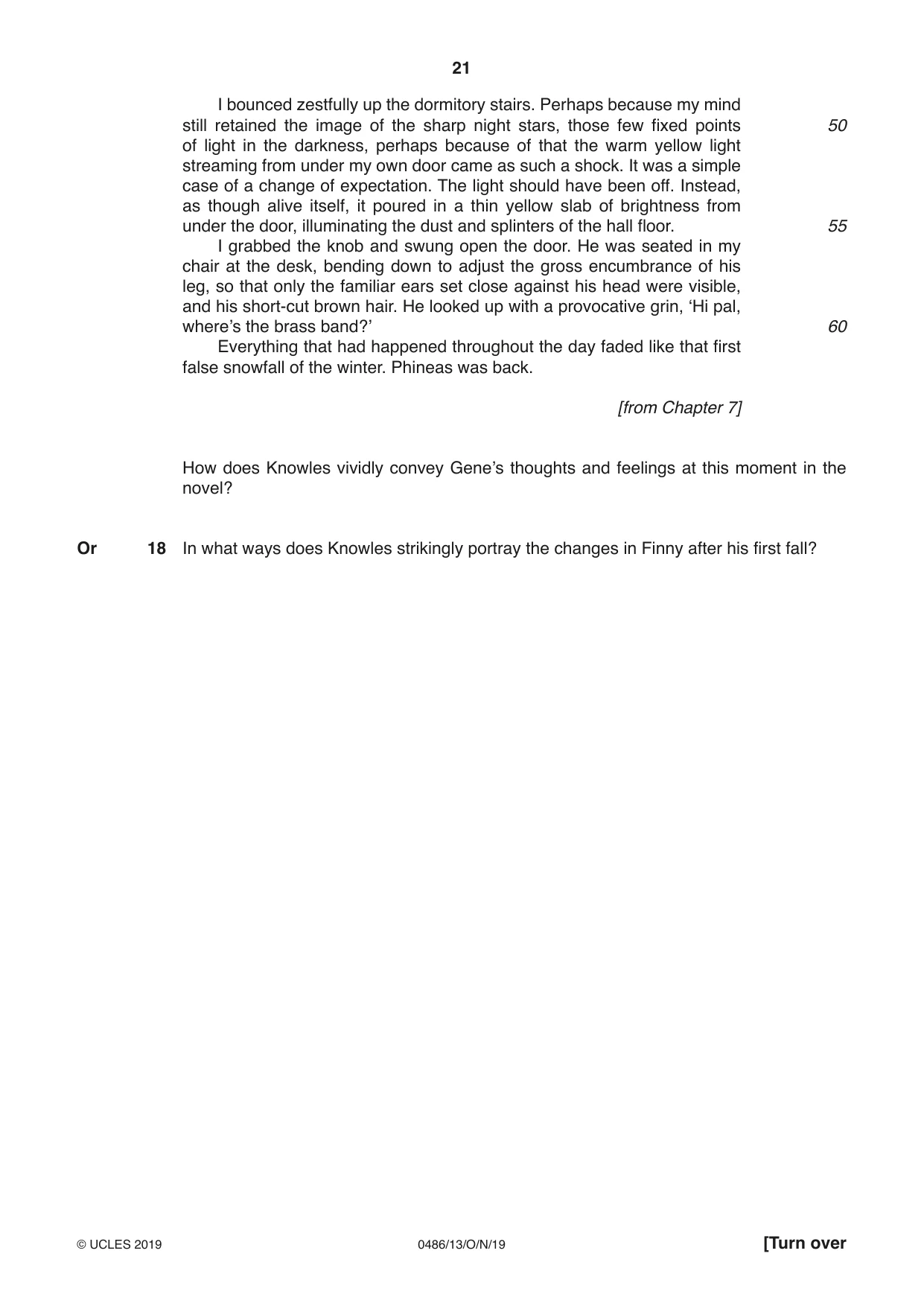 Cambridge IGCSE English - Literature 0486 2019 Oct/Nov Paper 1 · Variant 3 question paper, page 21 of 28