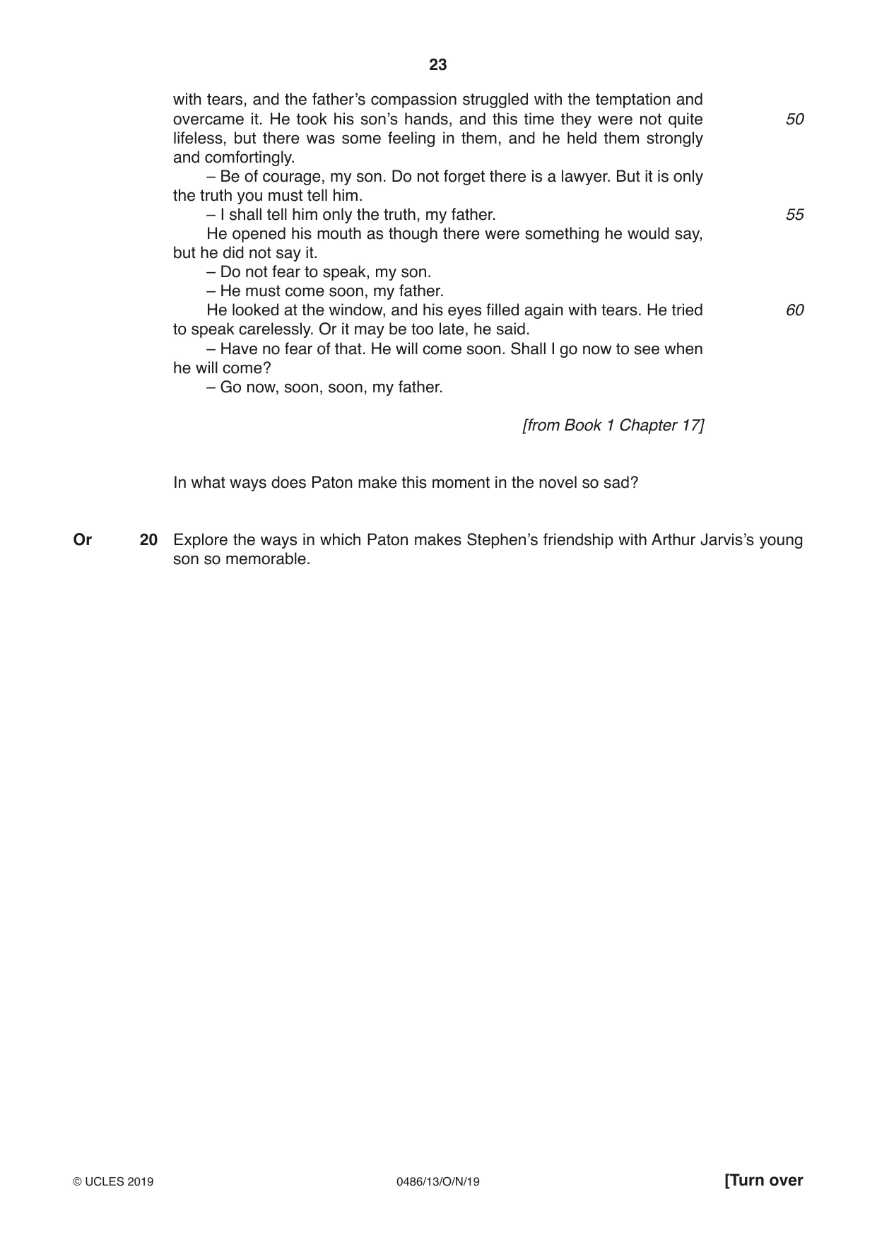 Cambridge IGCSE English - Literature 0486 2019 Oct/Nov Paper 1 · Variant 3 question paper, page 23 of 28