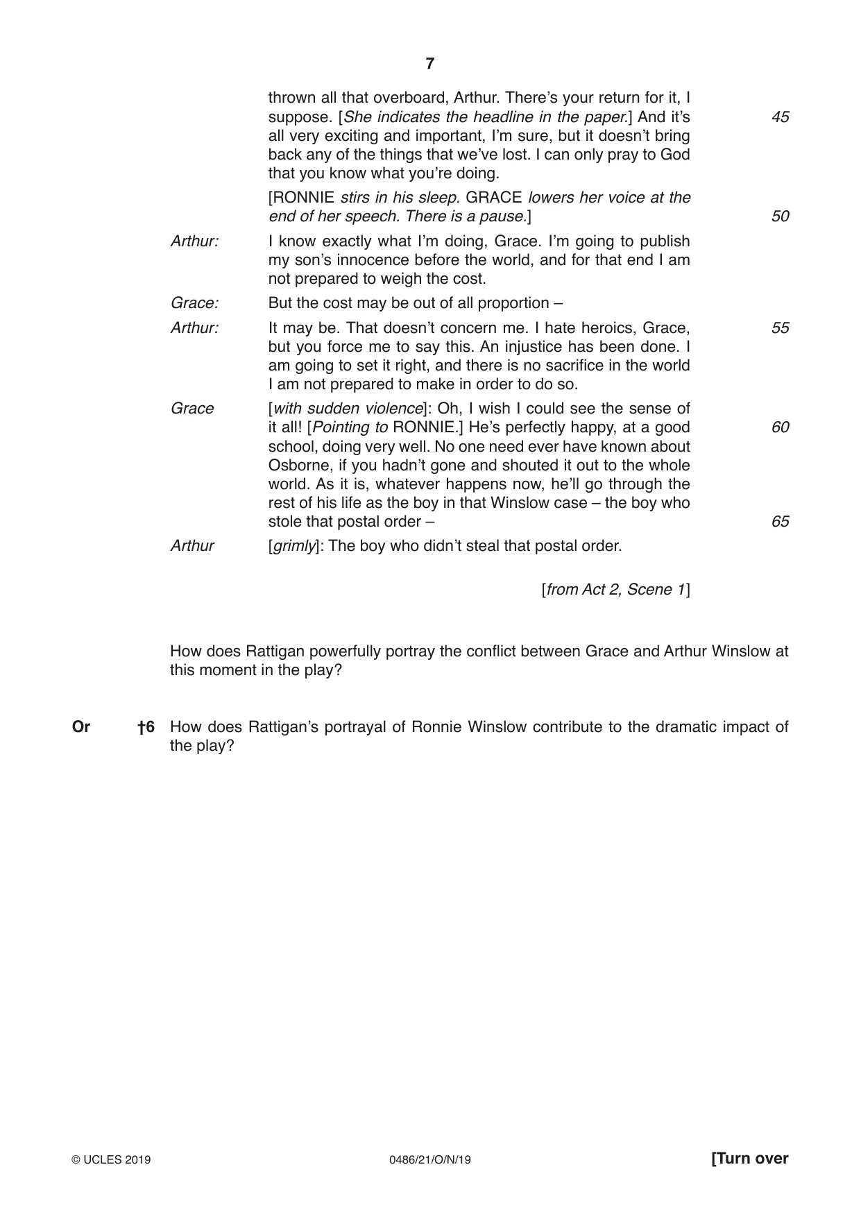 Cambridge IGCSE English - Literature 0486 2019 Oct/Nov Paper 2 · Variant 1 question paper, page 7 of 12