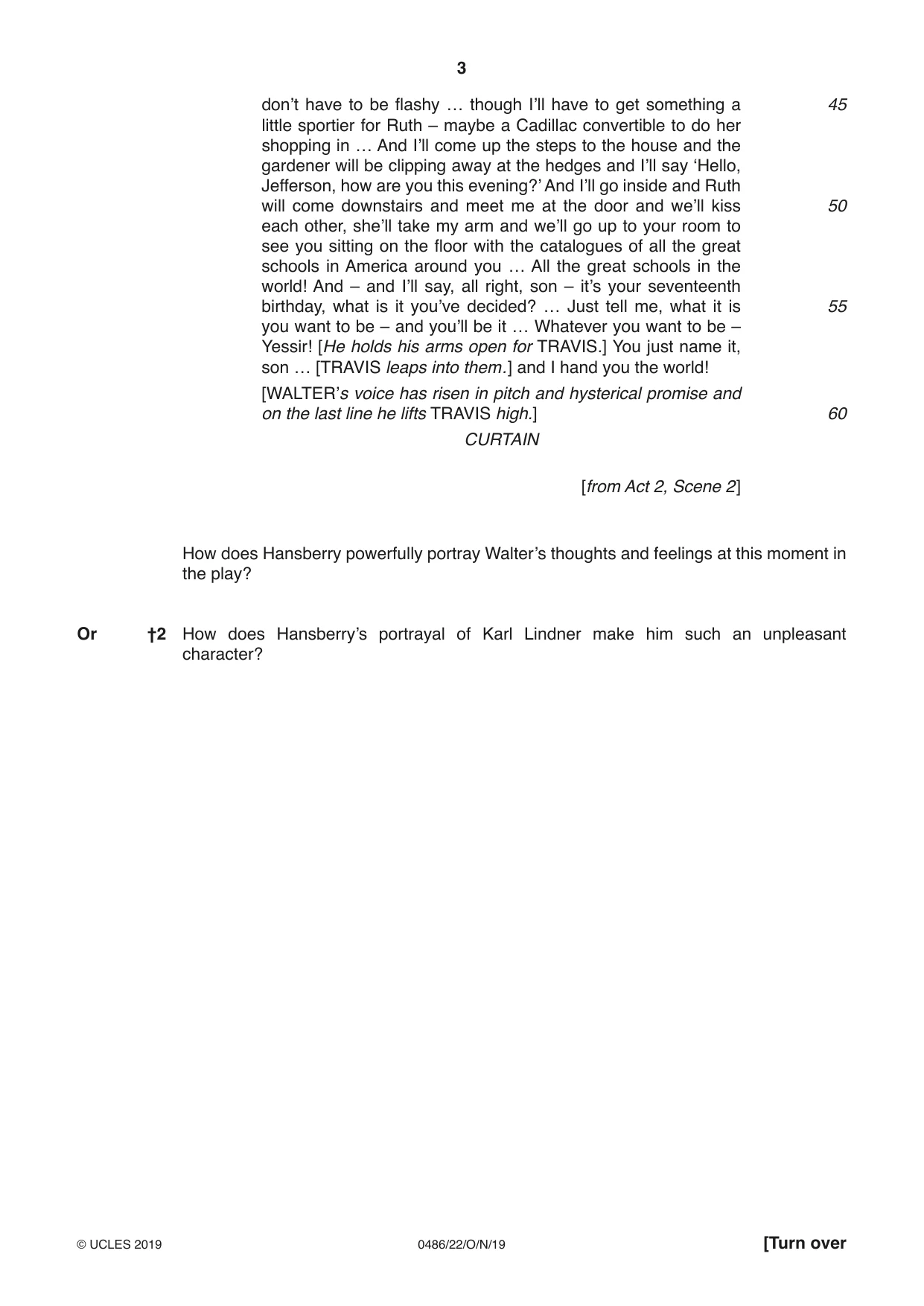 Cambridge IGCSE English - Literature 0486 2019 Oct/Nov Paper 2 · Variant 2 question paper, page 3 of 12