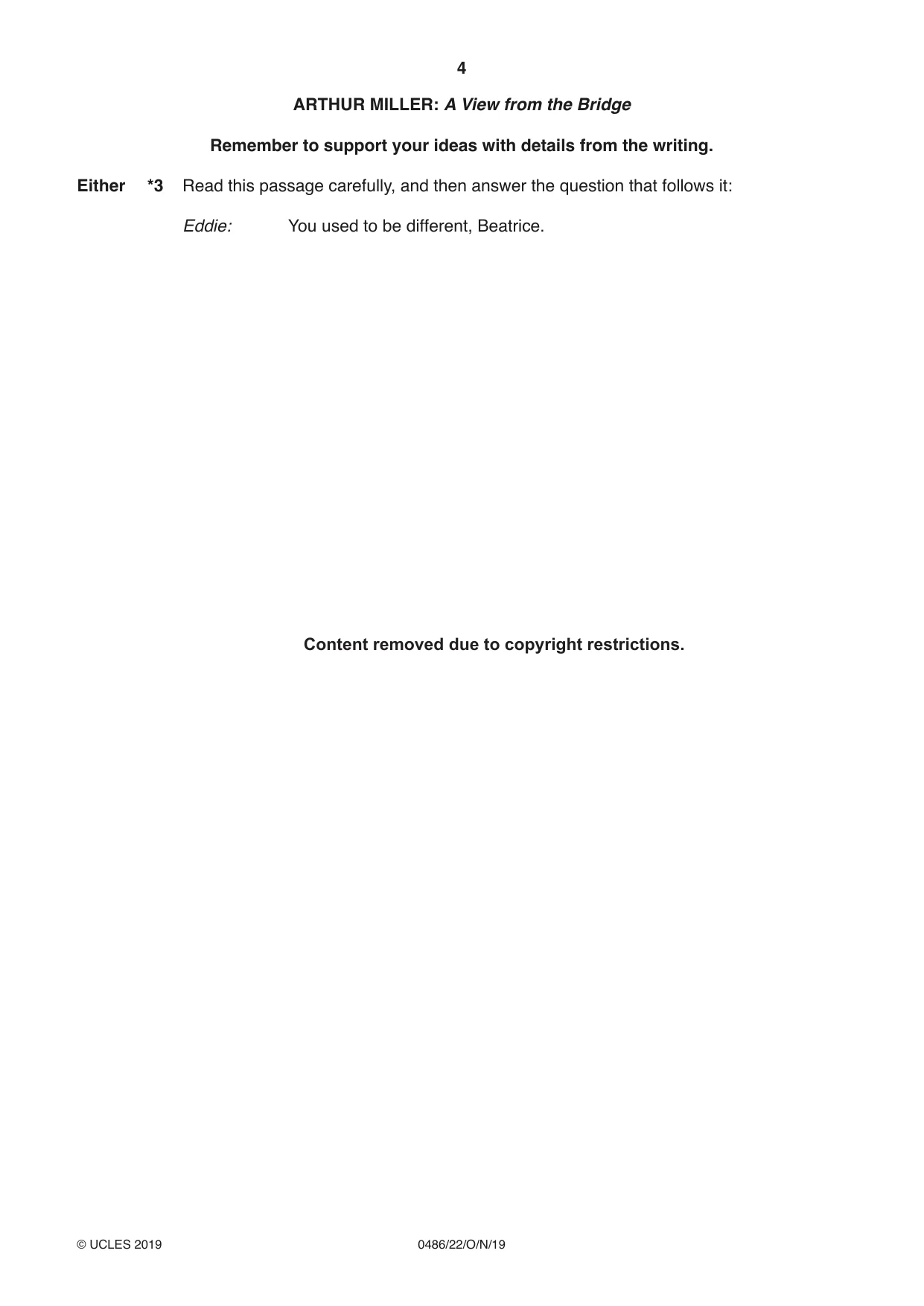 Cambridge IGCSE English - Literature 0486 2019 Oct/Nov Paper 2 · Variant 2 question paper, page 4 of 12