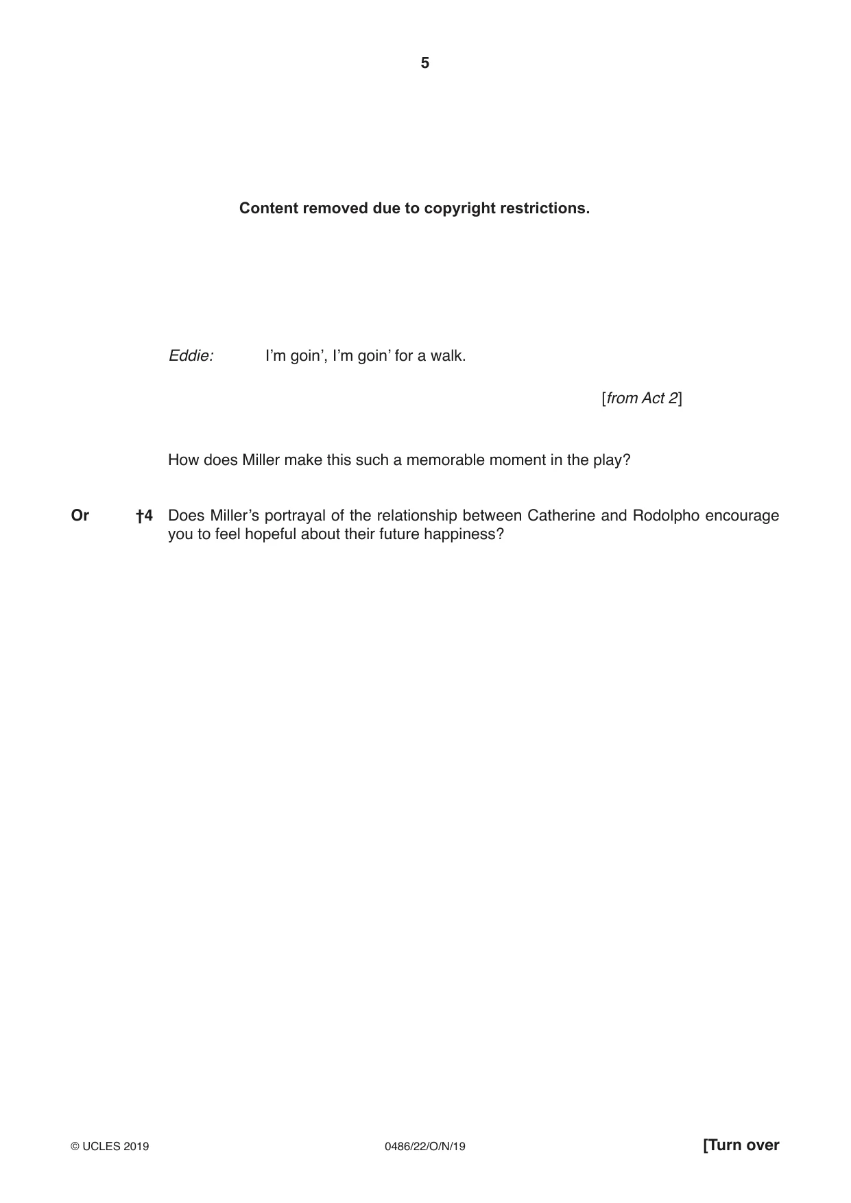 Cambridge IGCSE English - Literature 0486 2019 Oct/Nov Paper 2 · Variant 2 question paper, page 5 of 12