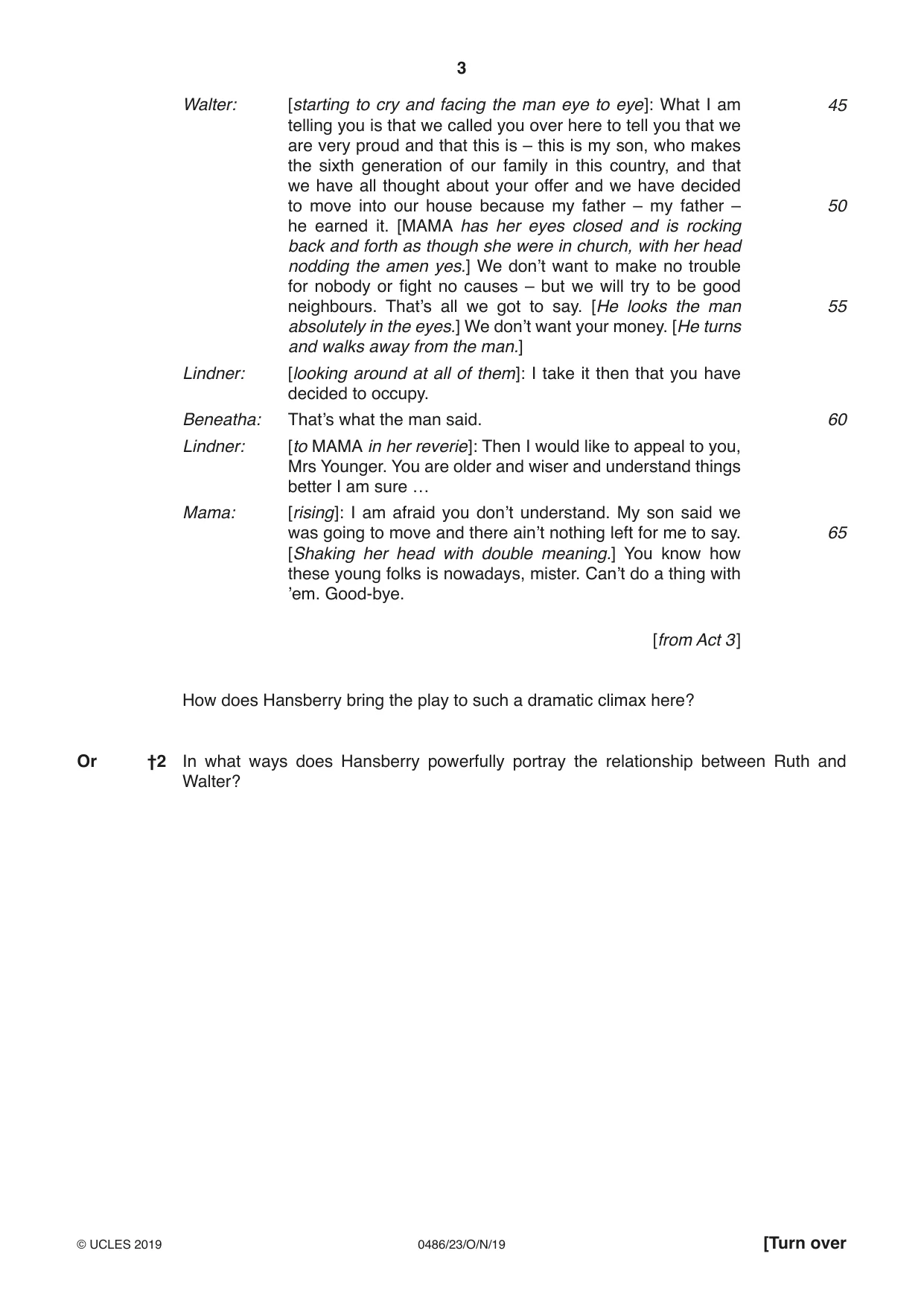 Cambridge IGCSE English - Literature 0486 2019 Oct/Nov Paper 2 · Variant 3 question paper, page 3 of 12