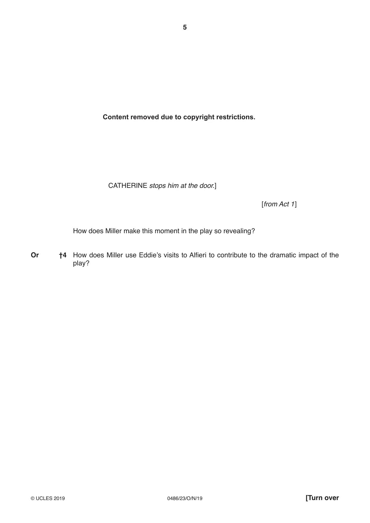 Cambridge IGCSE English - Literature 0486 2019 Oct/Nov Paper 2 · Variant 3 question paper, page 5 of 12