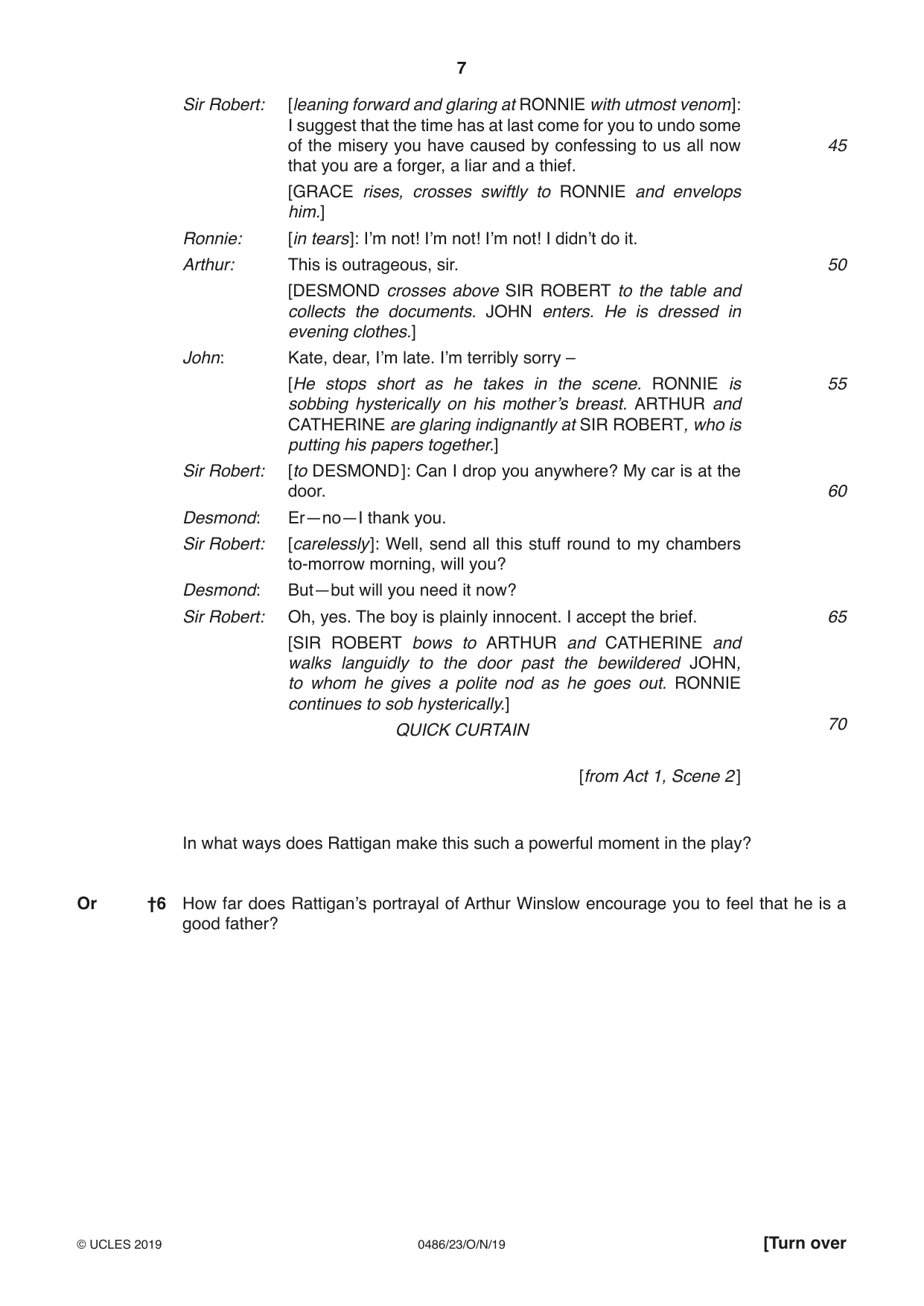 Cambridge IGCSE English - Literature 0486 2019 Oct/Nov Paper 2 · Variant 3 question paper, page 7 of 12