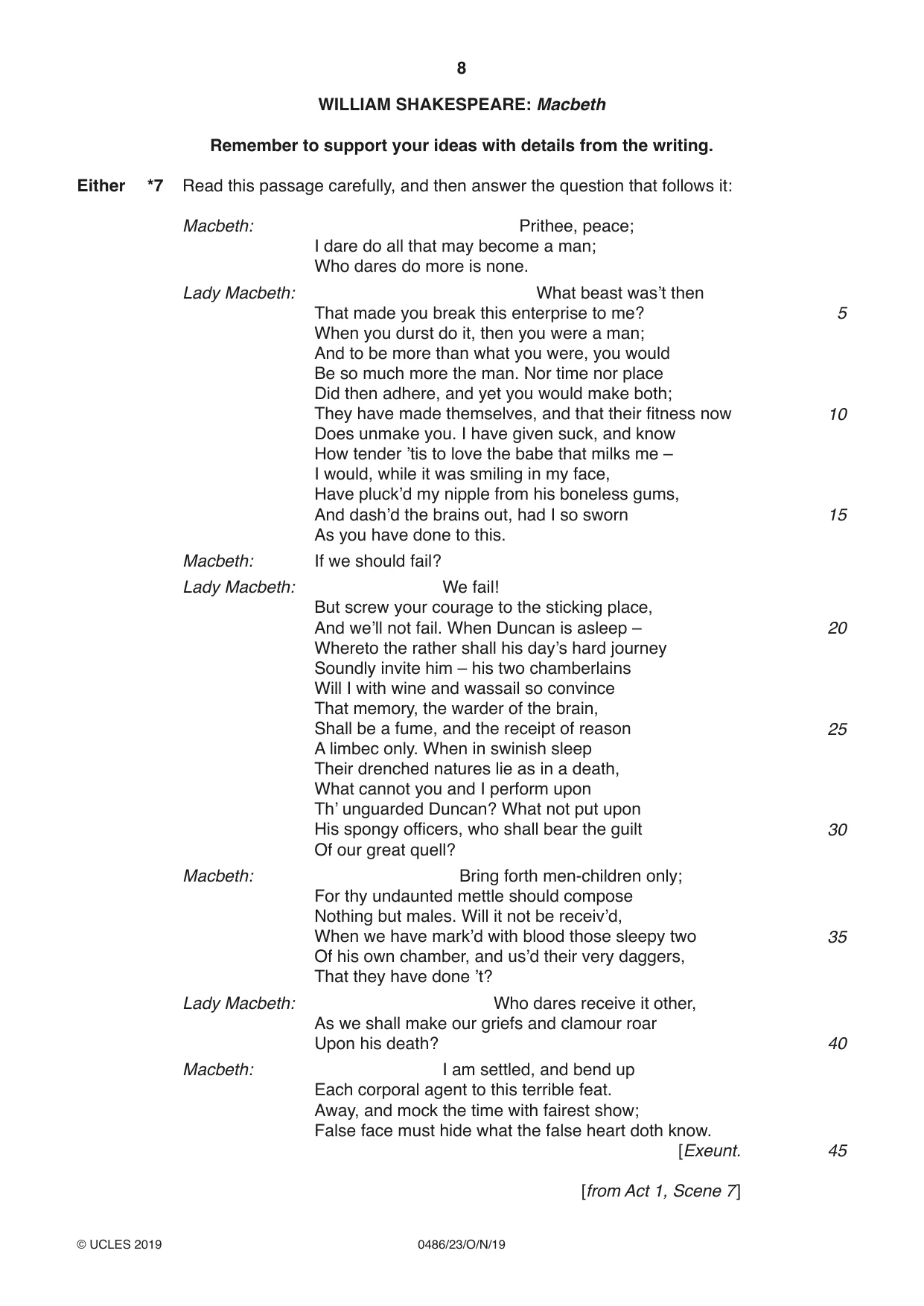 Cambridge IGCSE English - Literature 0486 2019 Oct/Nov Paper 2 · Variant 3 question paper, page 8 of 12