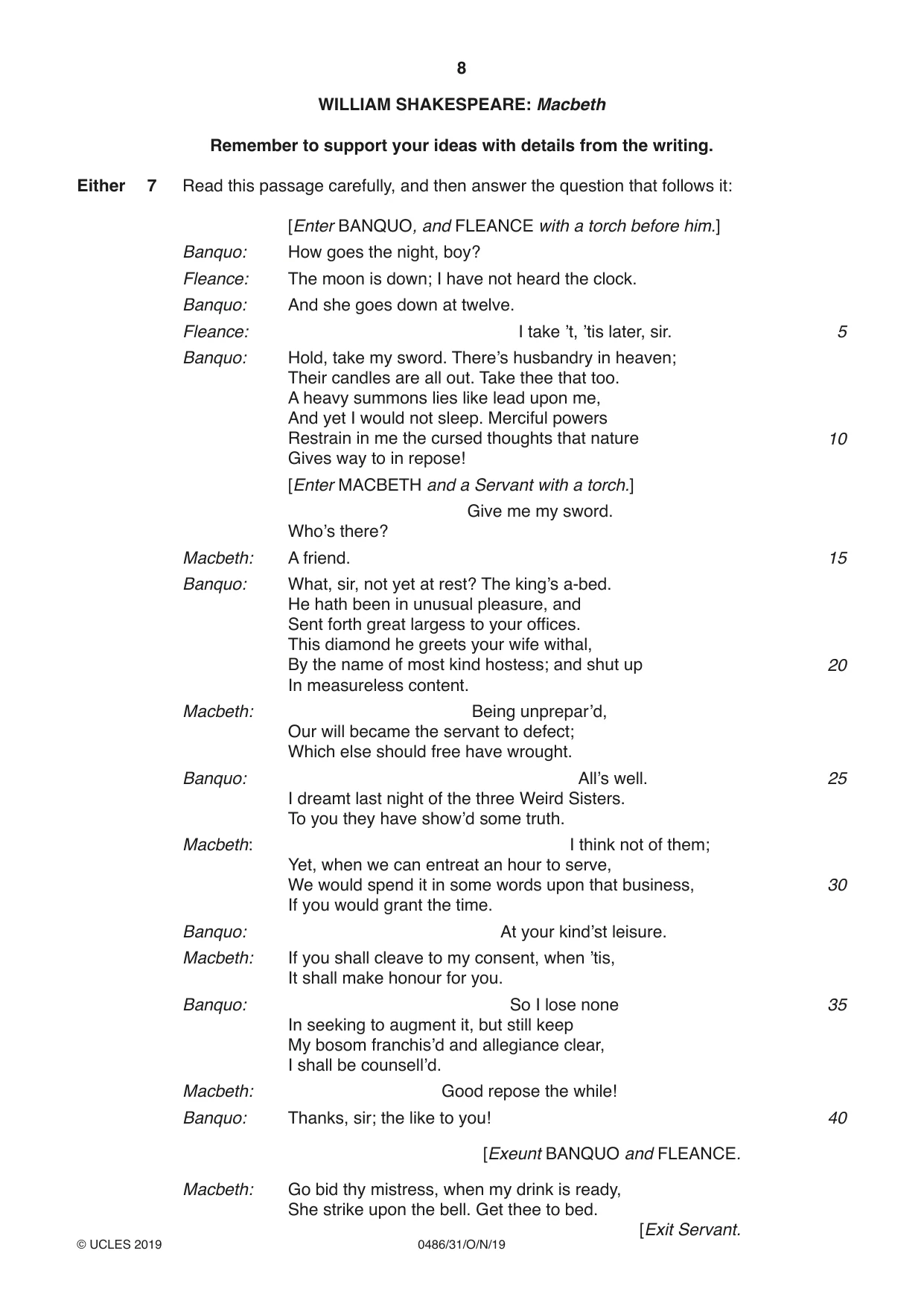 Cambridge IGCSE English - Literature 0486 2019 Oct/Nov Paper 3 · Variant 1 question paper, page 8 of 12