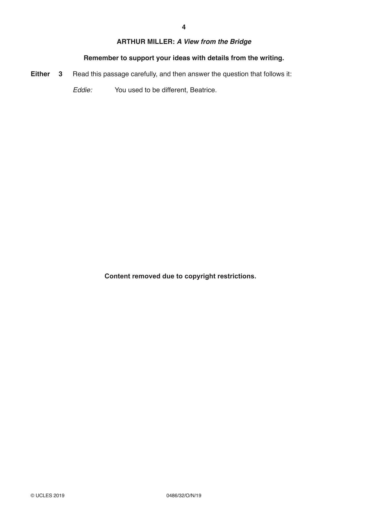 Cambridge IGCSE English - Literature 0486 2019 Oct/Nov Paper 3 · Variant 2 question paper, page 4 of 12