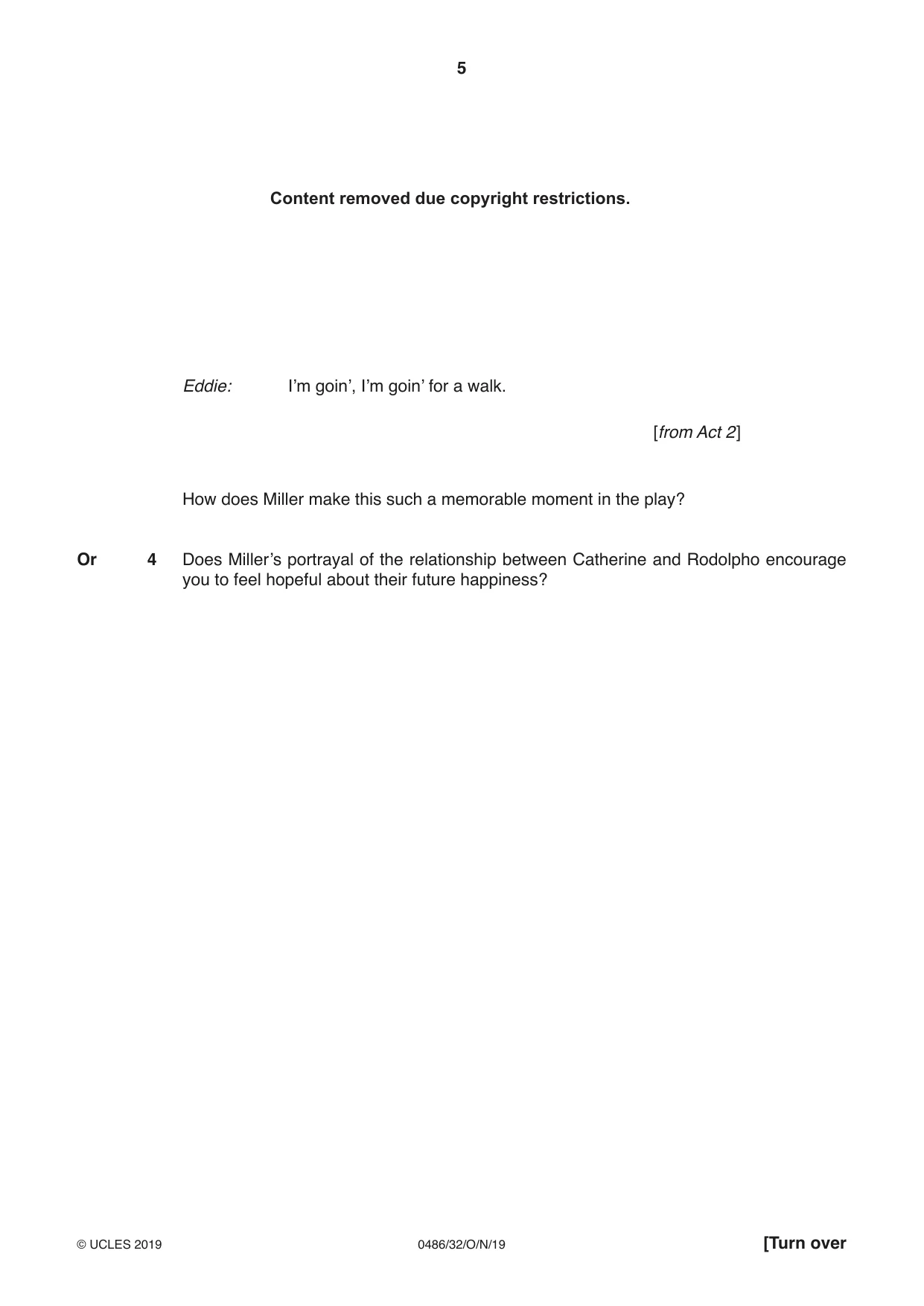 Cambridge IGCSE English - Literature 0486 2019 Oct/Nov Paper 3 · Variant 2 question paper, page 5 of 12