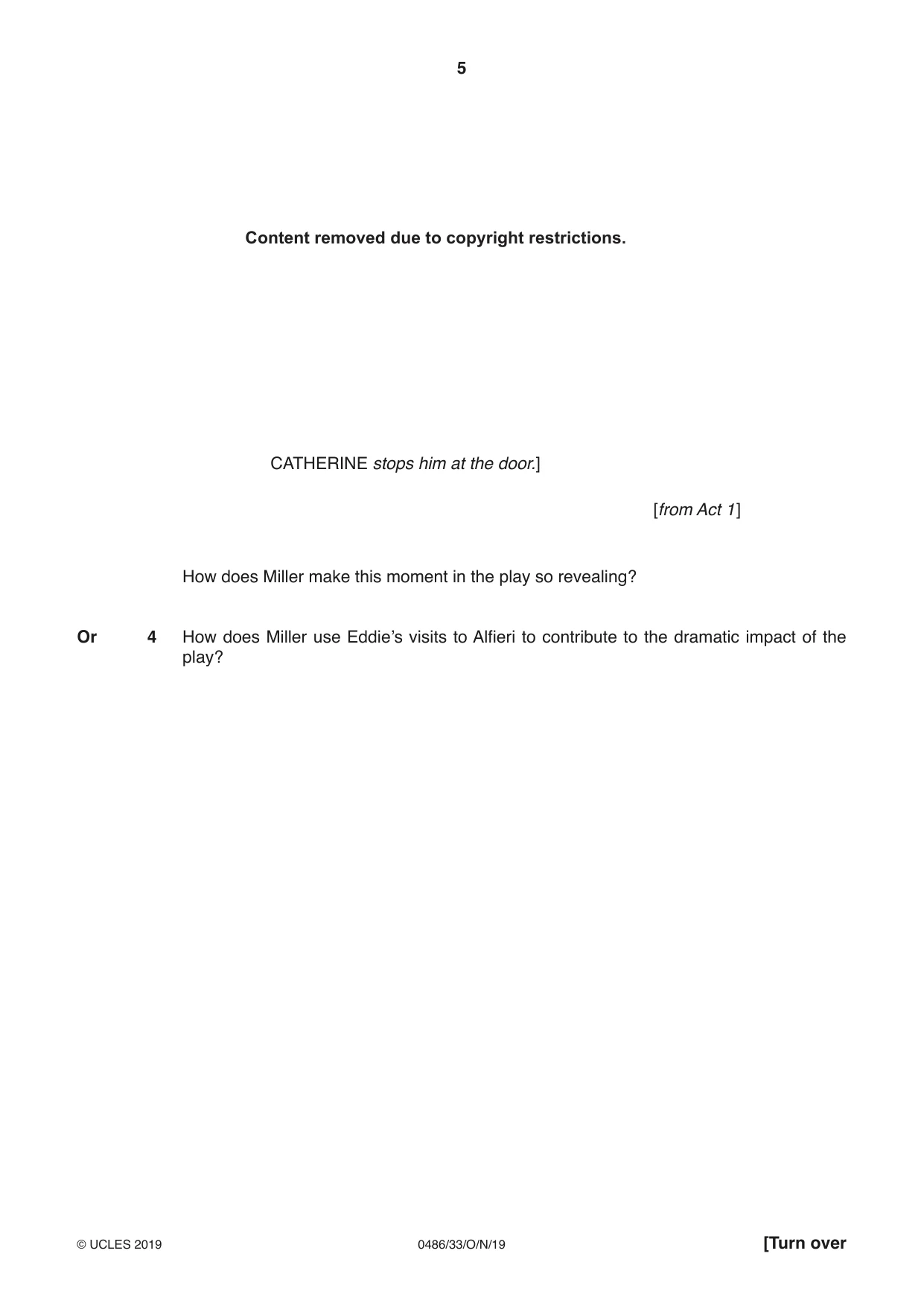 Cambridge IGCSE English - Literature 0486 2019 Oct/Nov Paper 3 · Variant 3 question paper, page 5 of 12