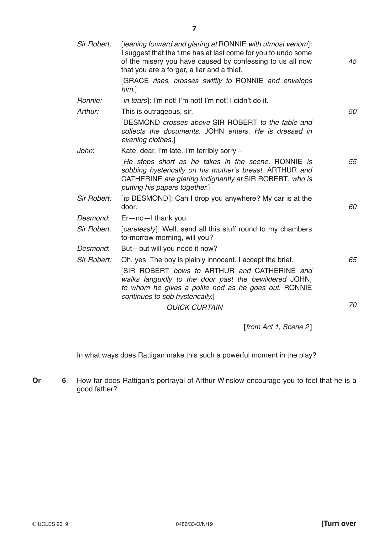 Cambridge IGCSE English - Literature 0486 2019 Oct/Nov Paper 3 · Variant 3 question paper, page 7 of 12