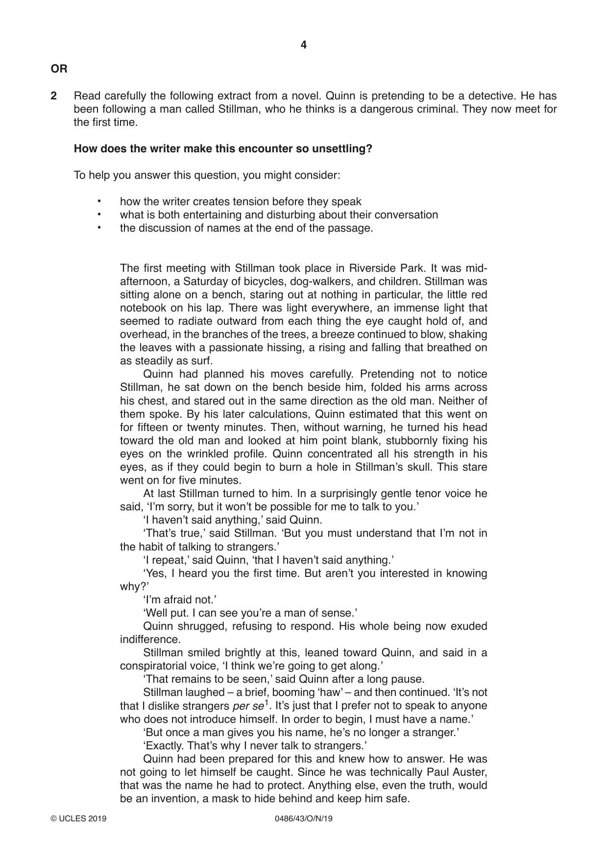 Cambridge IGCSE English - Literature 0486 2019 Oct/Nov Paper 4 · Variant 3 question paper, page 4 of 8