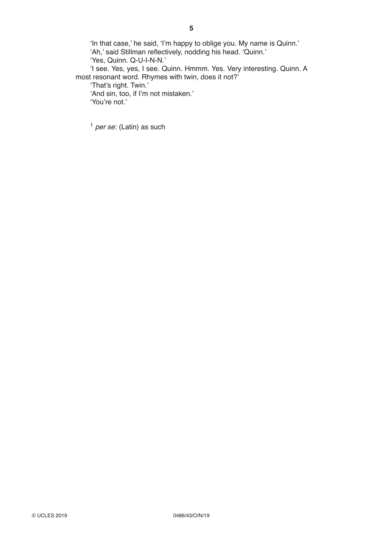 Cambridge IGCSE English - Literature 0486 2019 Oct/Nov Paper 4 · Variant 3 question paper, page 5 of 8