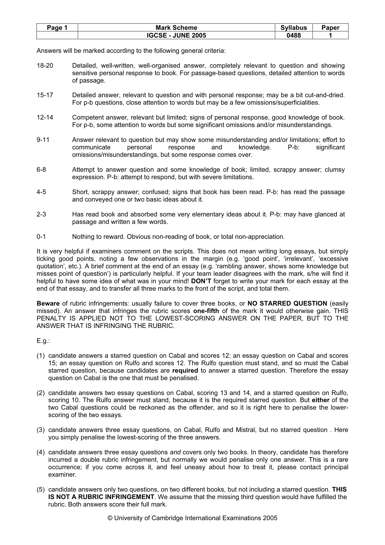 Mark scheme, page 3 of 9