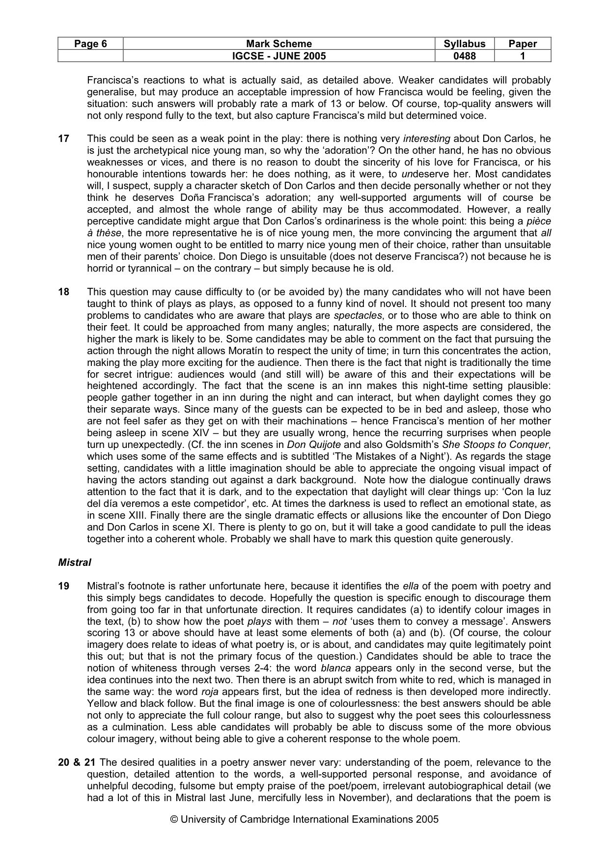 Mark scheme, page 8 of 9