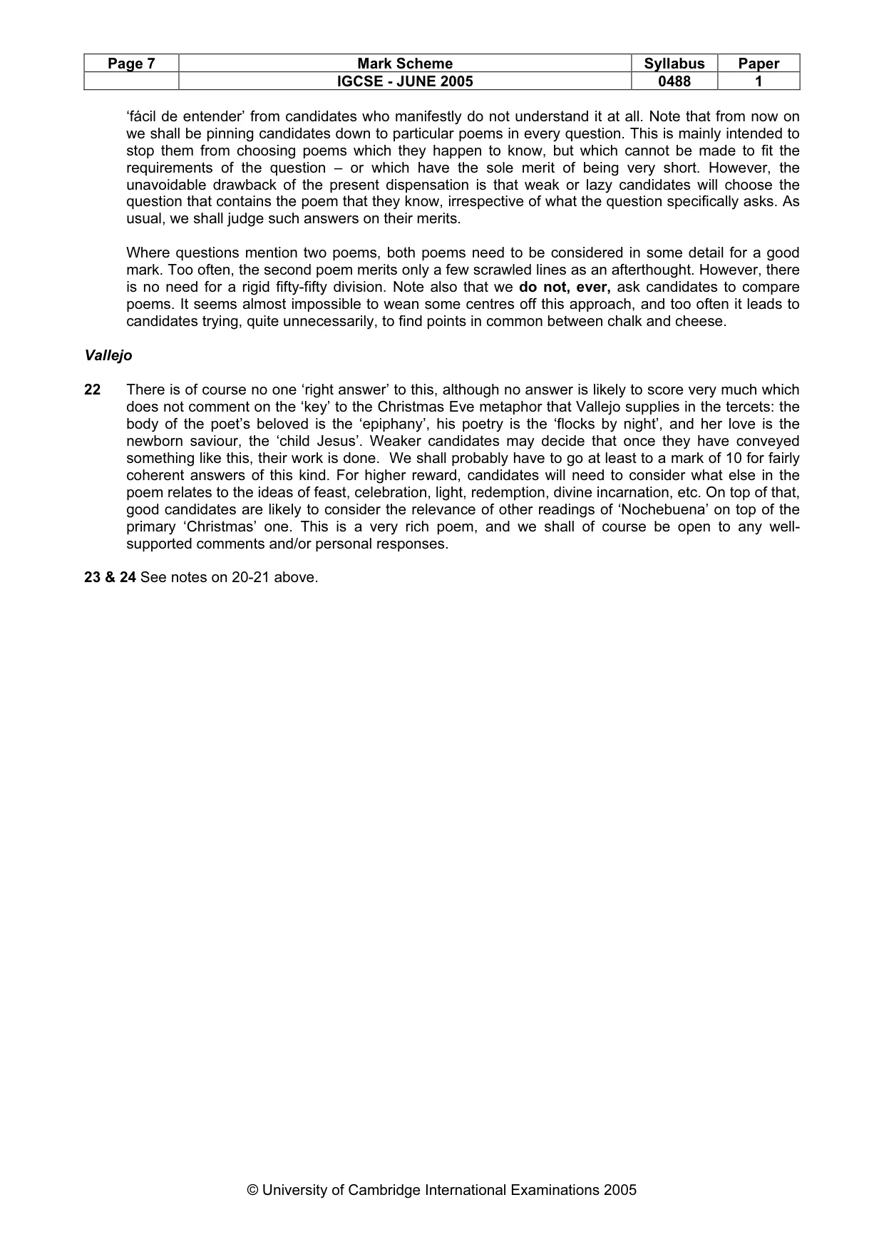 Mark scheme, page 9 of 9