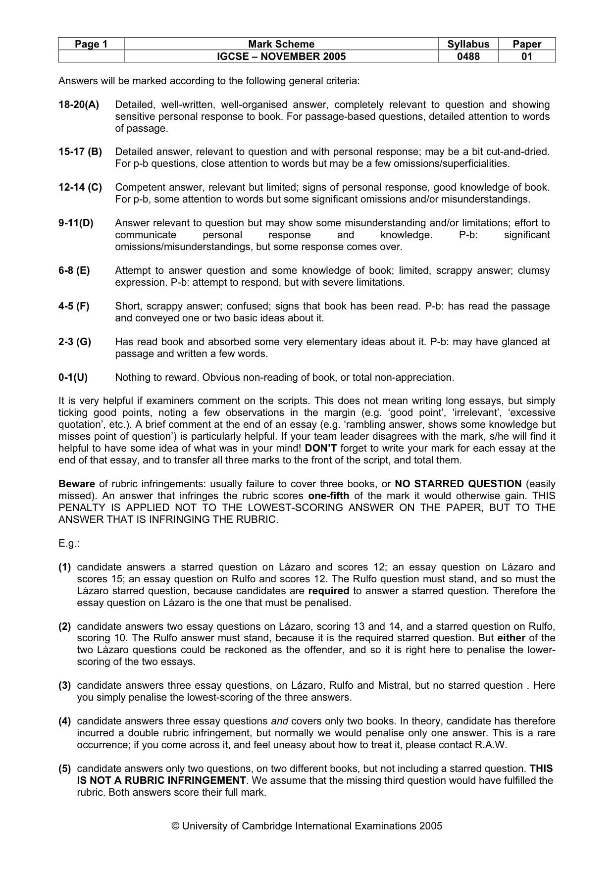 Mark scheme, page 2 of 8