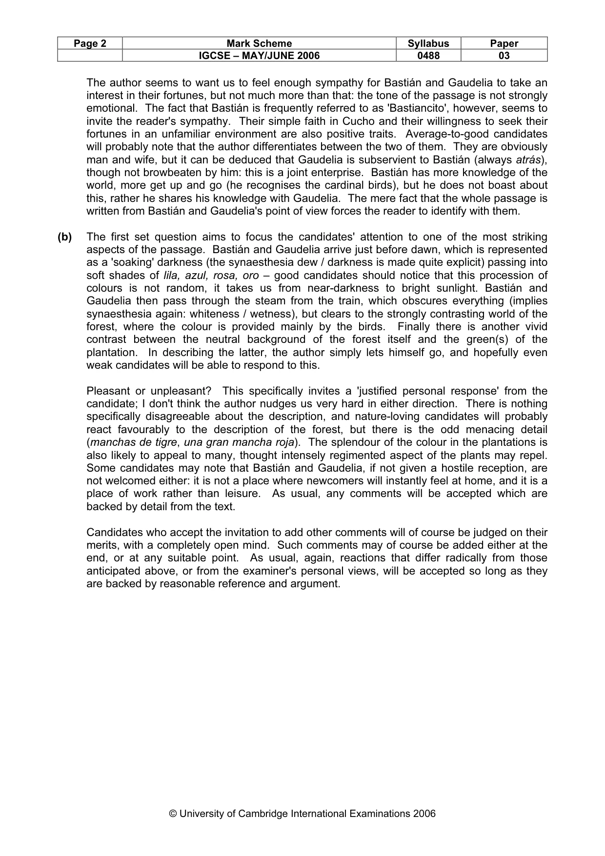 Mark scheme, page 3 of 3