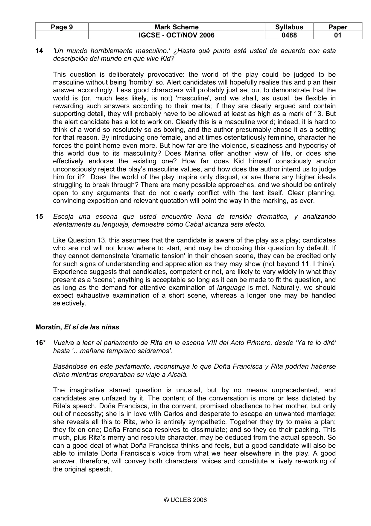 Mark scheme, page 9 of 11