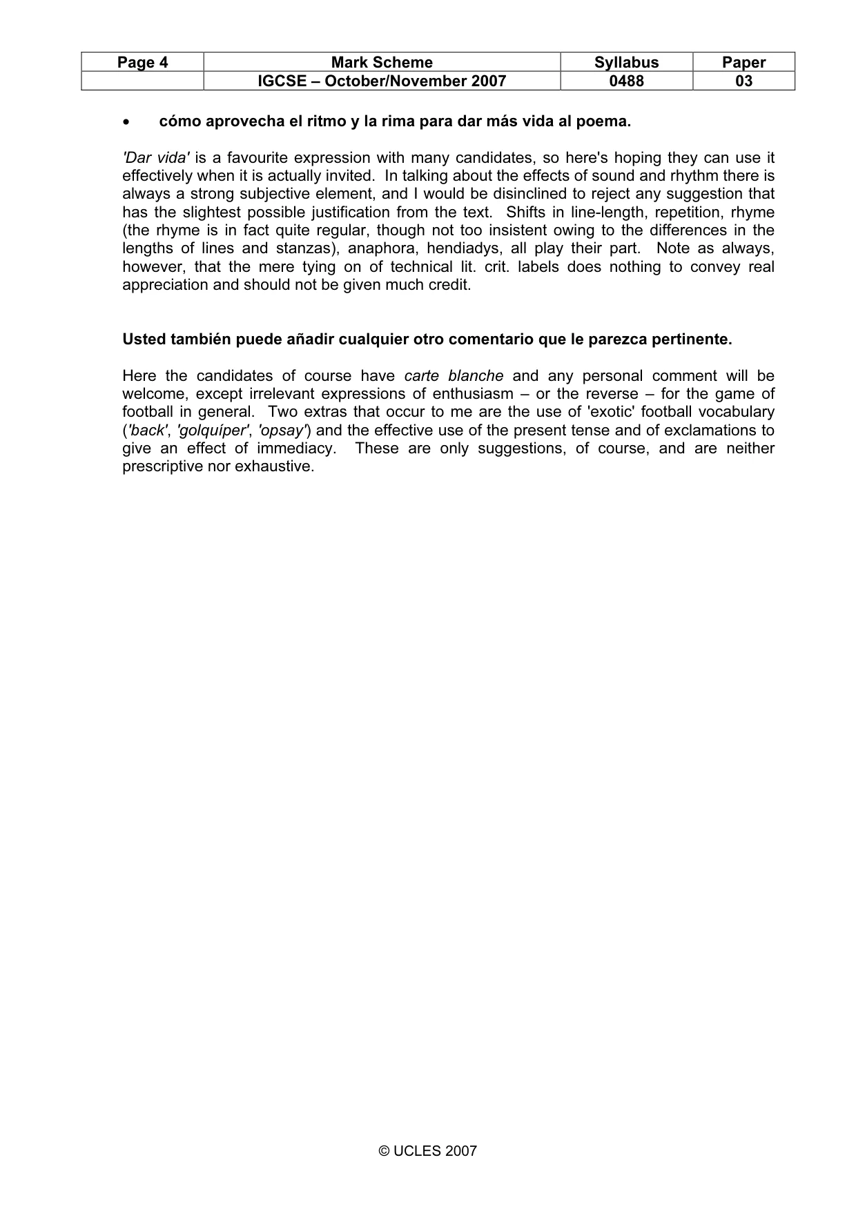 Mark scheme, page 4 of 4