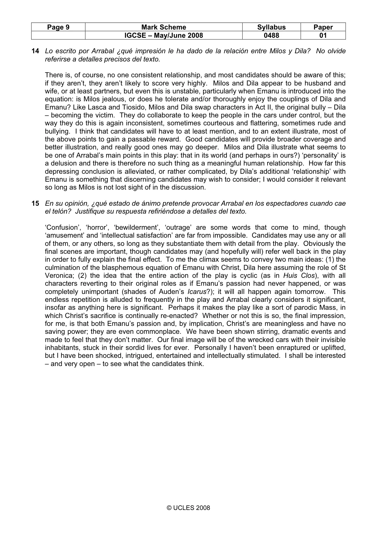 Mark scheme, page 9 of 12