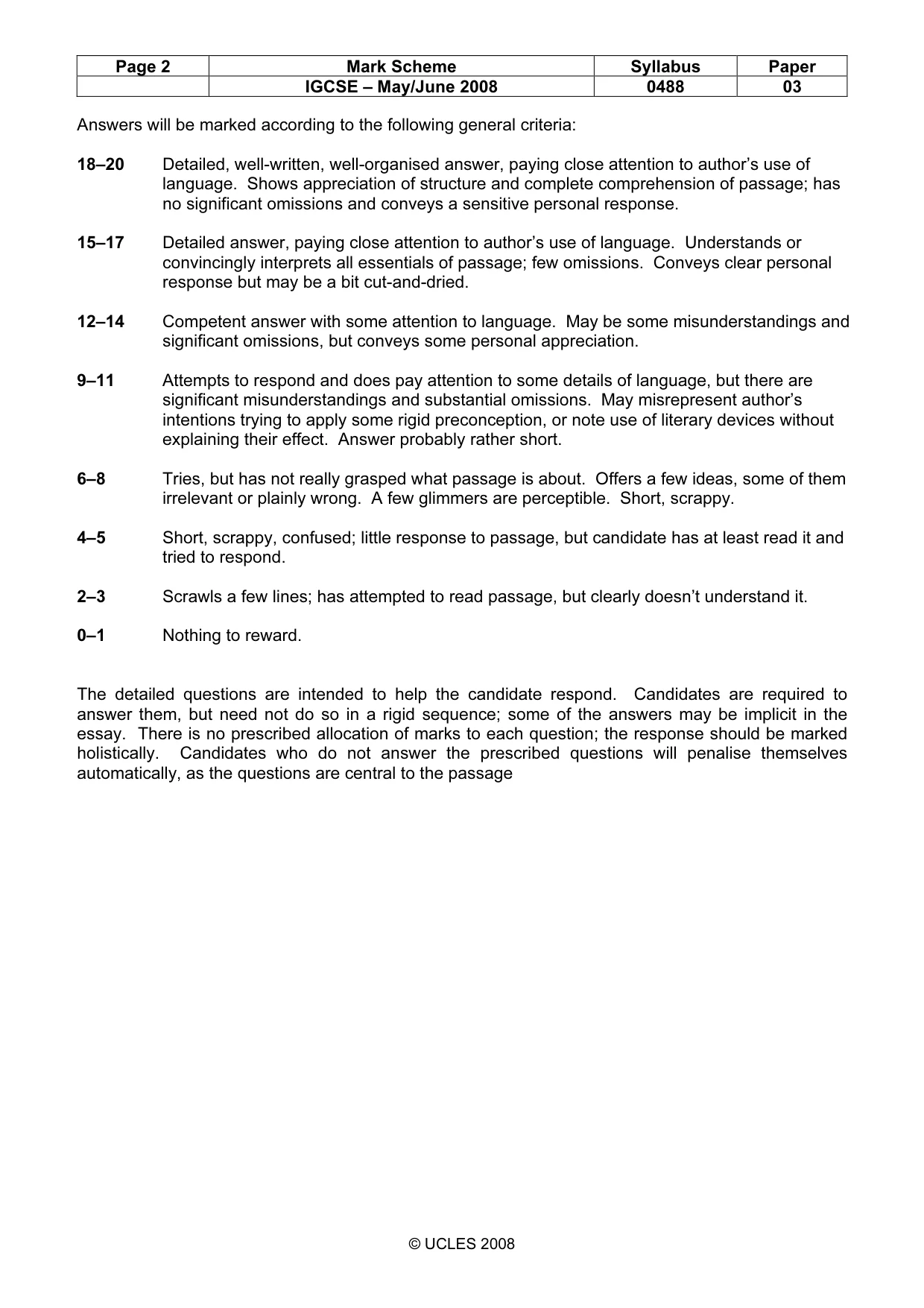 Mark scheme, page 2 of 4