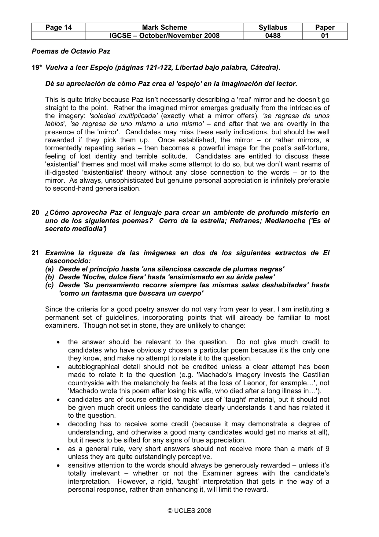 Mark scheme, page 14 of 15