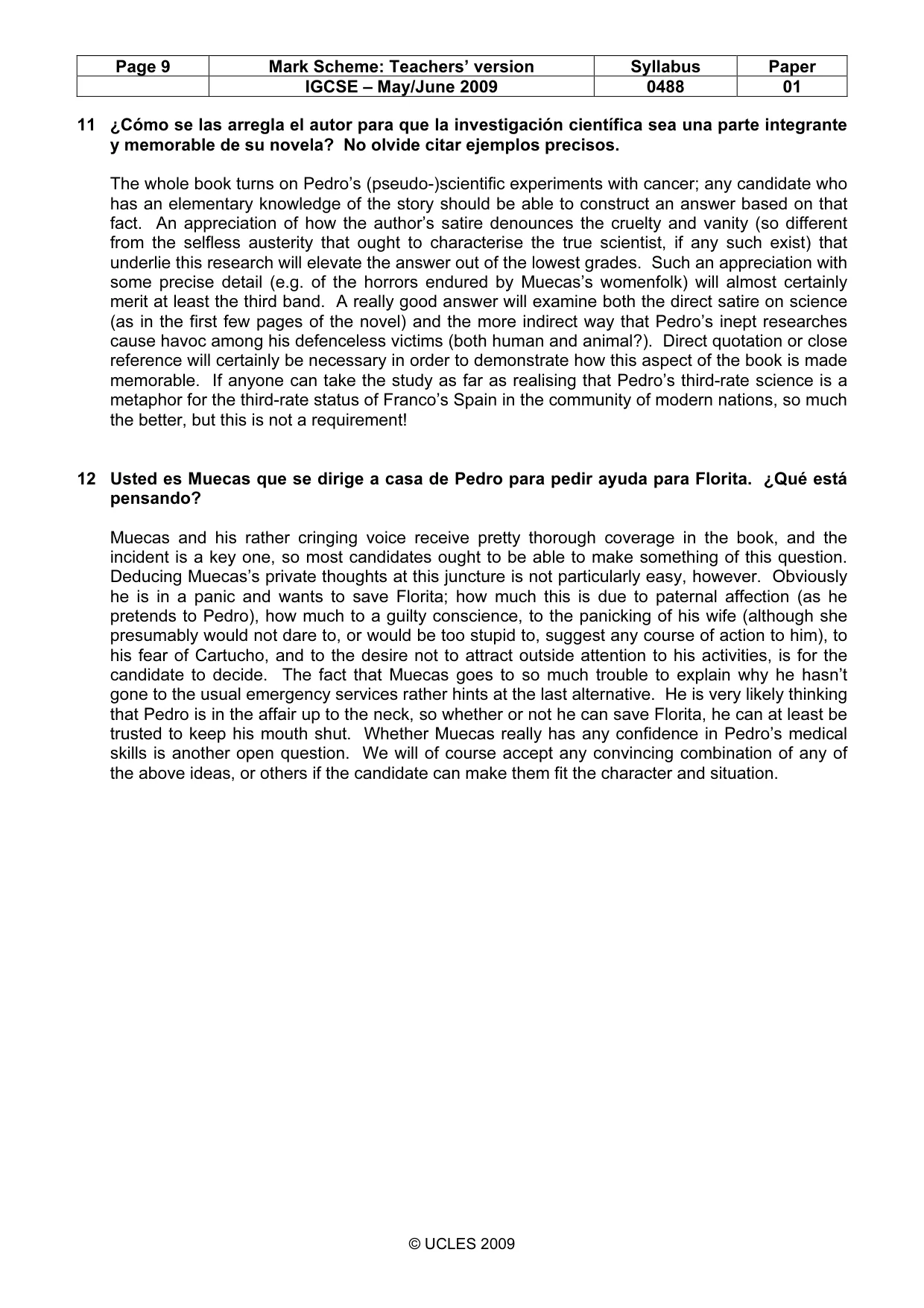 Mark scheme, page 9 of 14